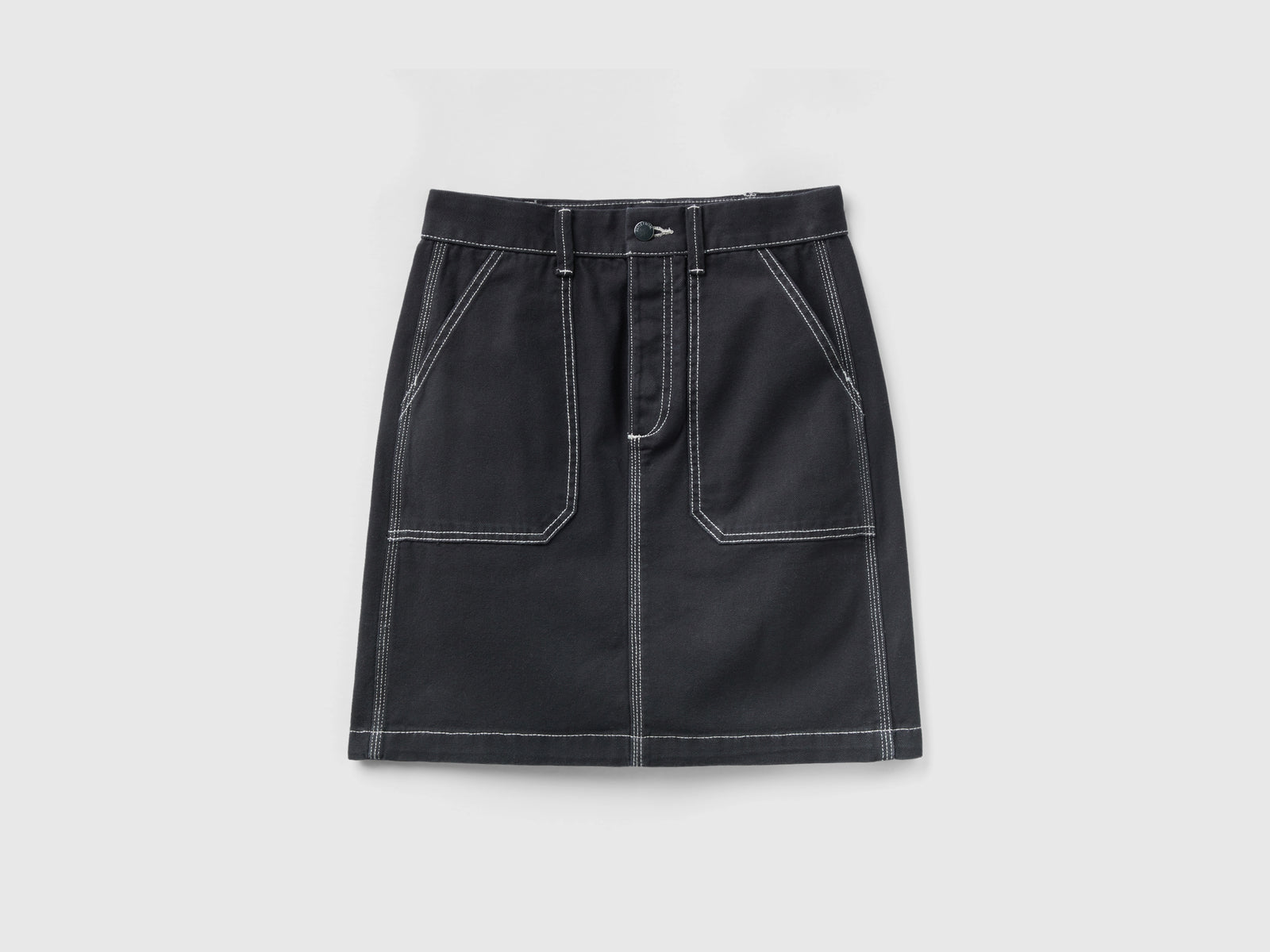 Minigonna in tela di cotone da donna nero | Benetton Outlet