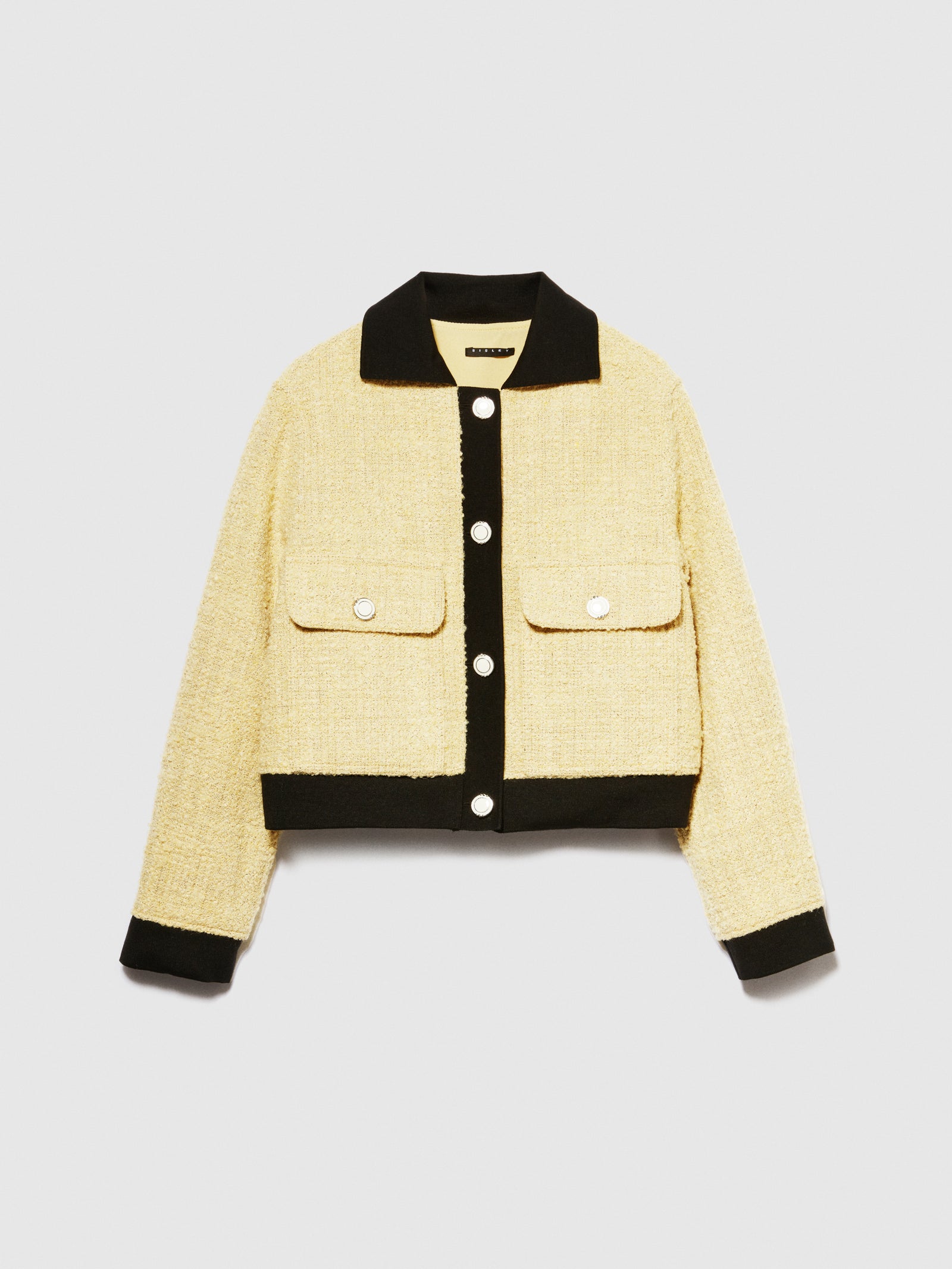 Giacca bouclè con contrasto da donna giallo | Sisley Outlet
