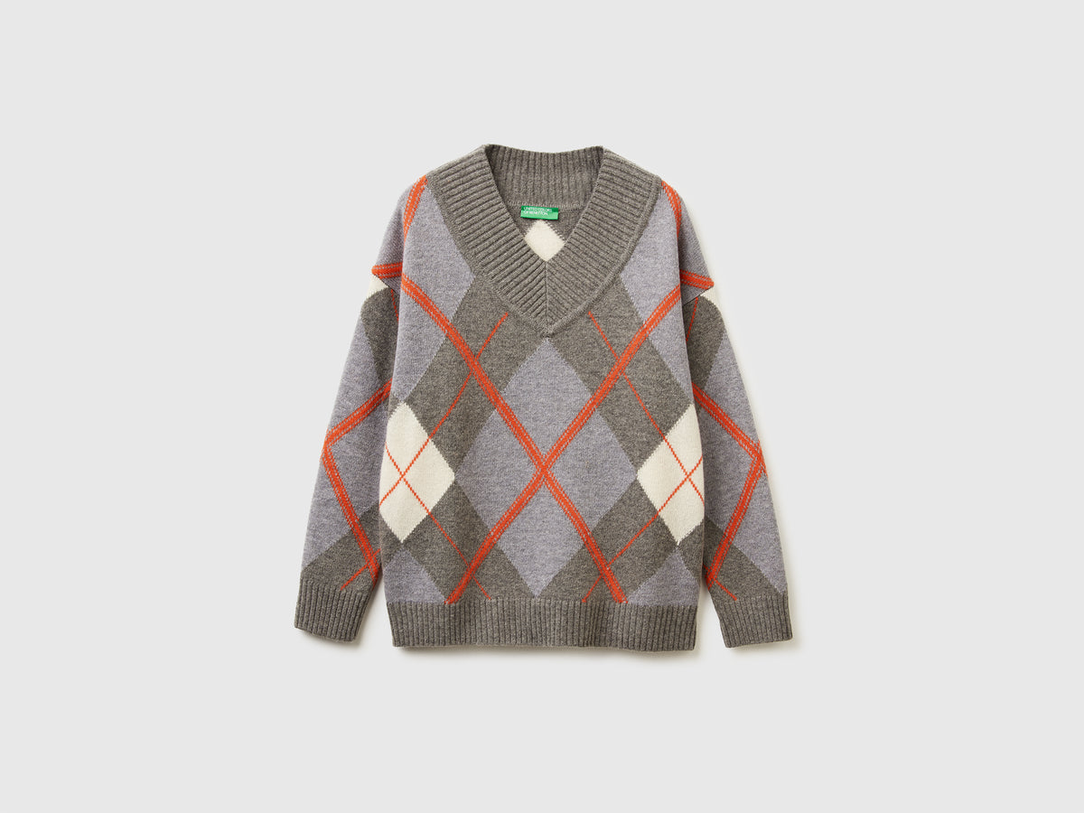 Maglione con intarsio rombi