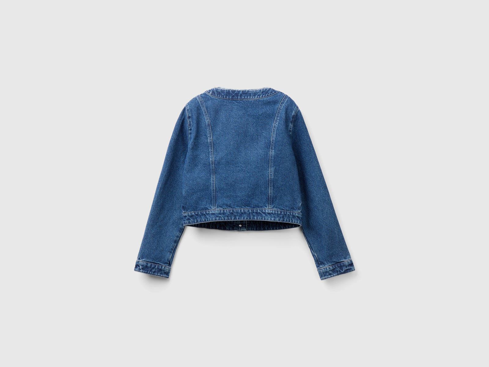 Giacca di jeans girocollo da donna blu 2 | Benetton Outlet