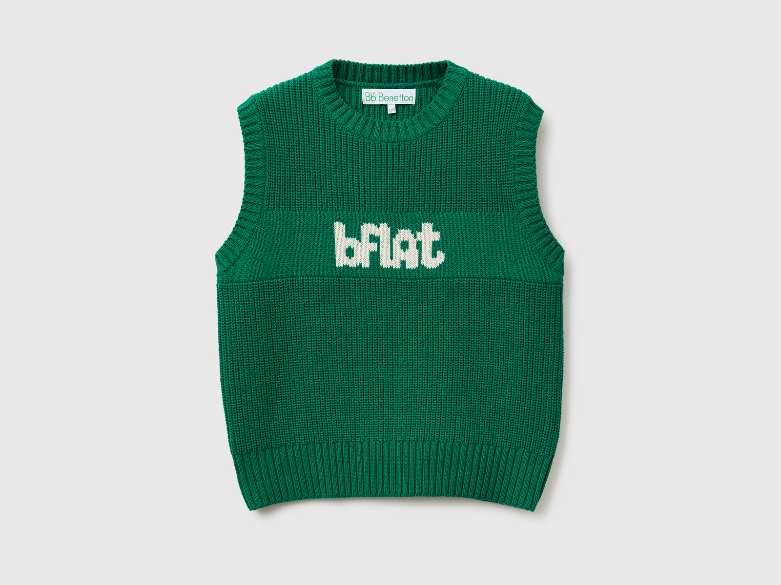 Gilet lavorato con intarsio da donna verde | Benetton Outlet