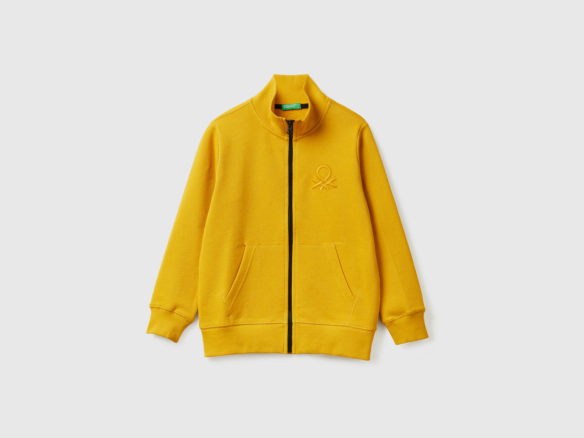 Felpa con zip in puro cotone