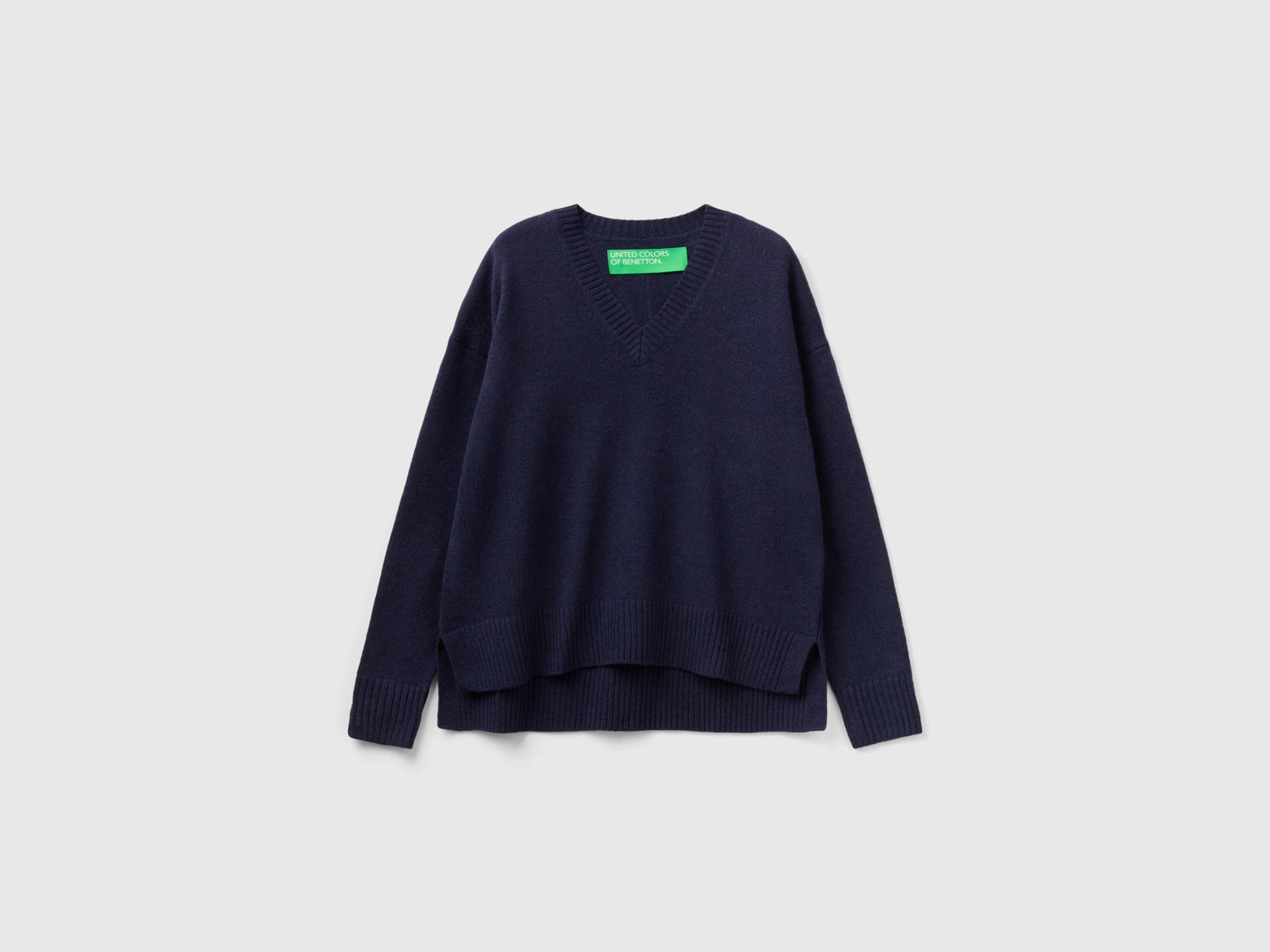 Maglione over fit con spacchi da donna blu scuro | Benetton Outlet