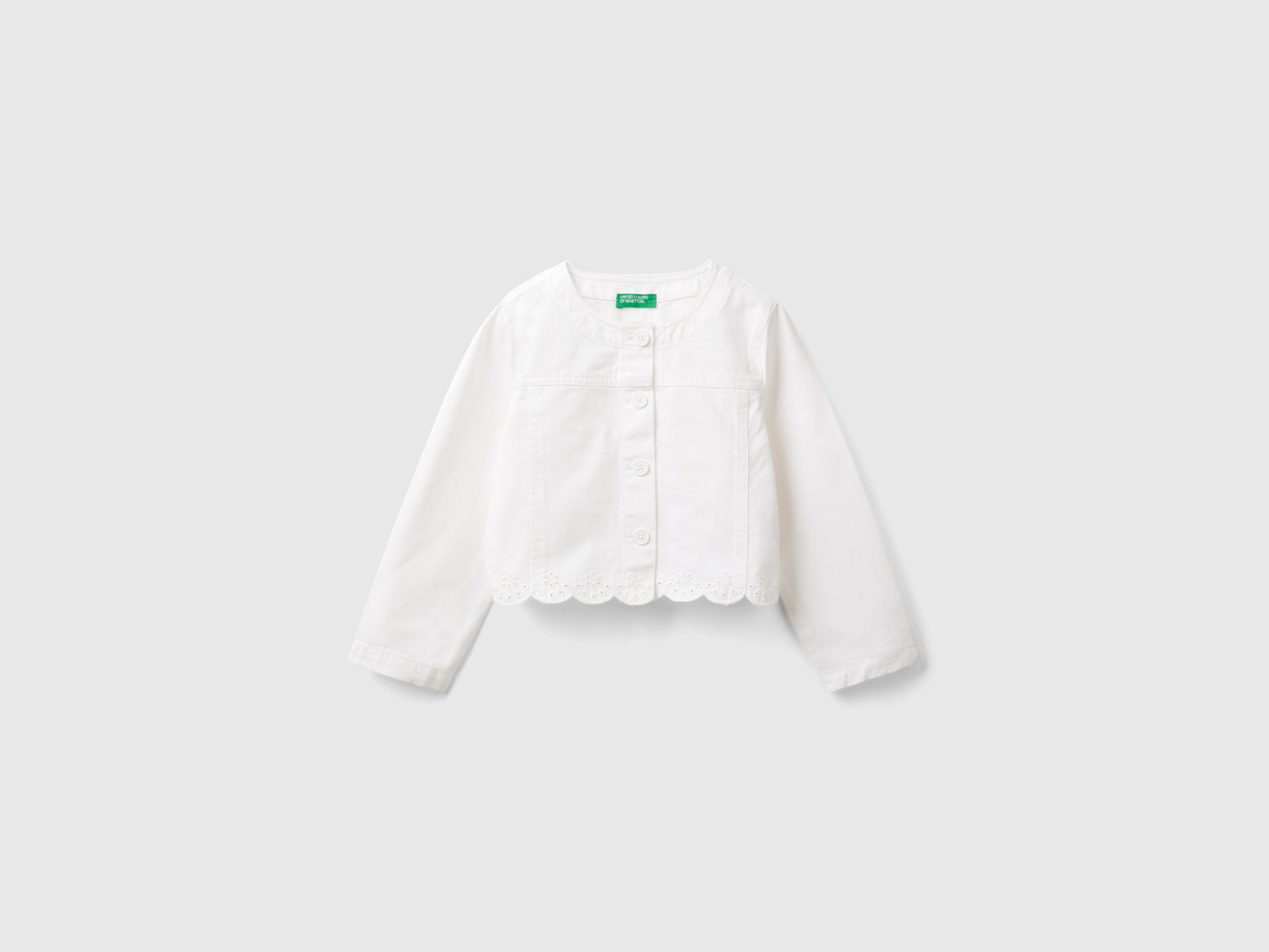 Giacca elegante con ricami da bimba bianco | Benetton Outlet