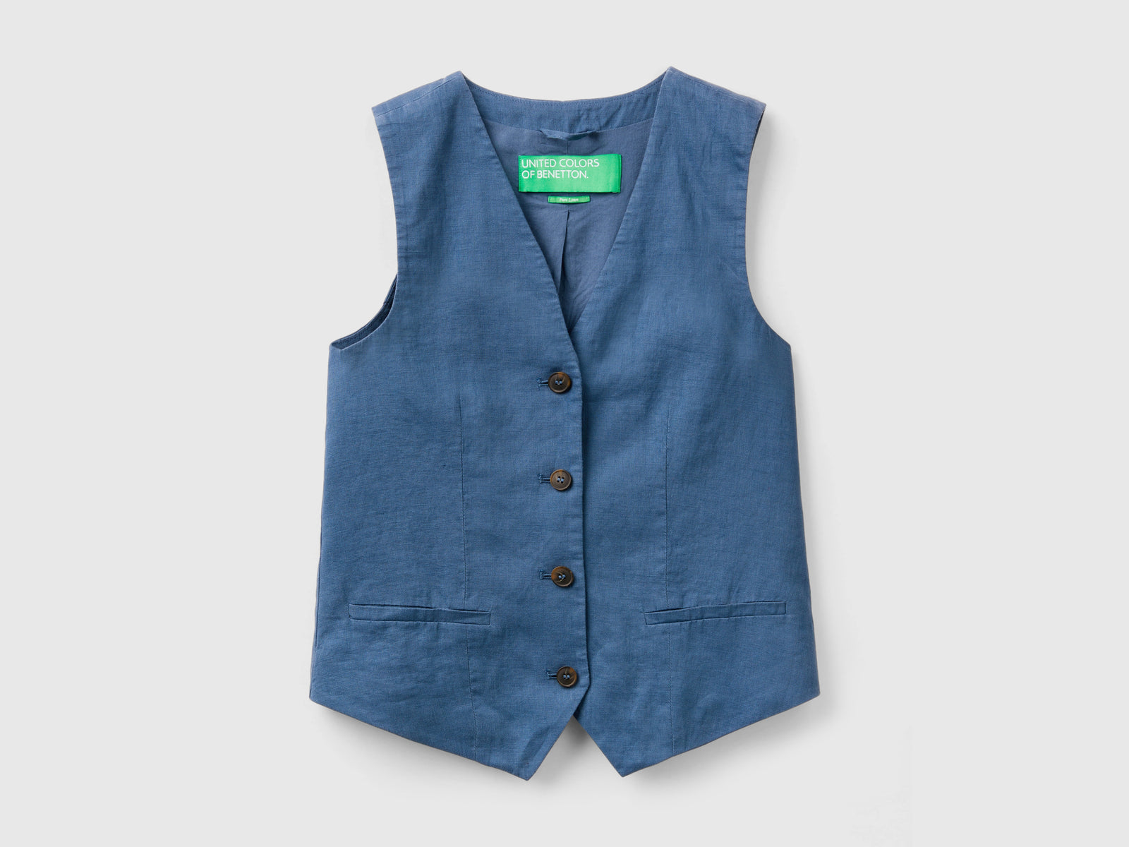 Gilet in puro lino da donna avio | Benetton Outlet