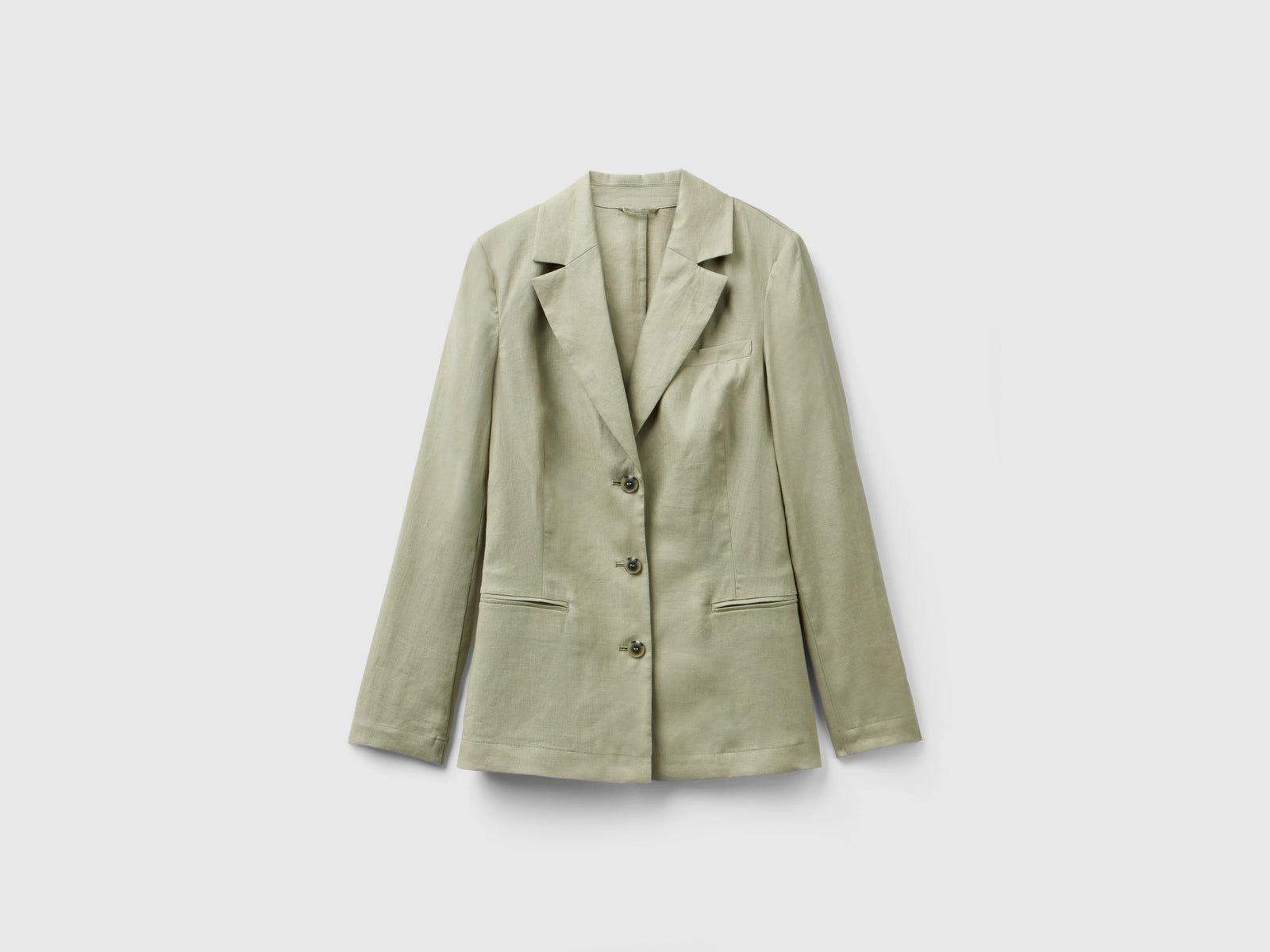 Blazer in puro lino da donna verde chiaro | Benetton Outlet