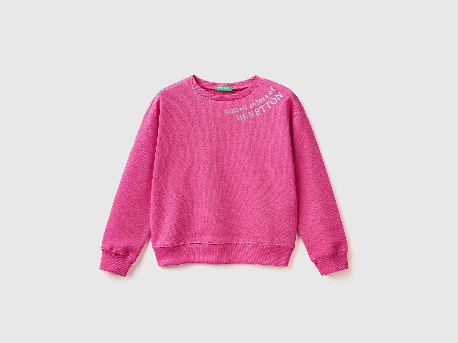 Felpa girocollo in puro cotone da bambina fucsia | Benetton Outlet