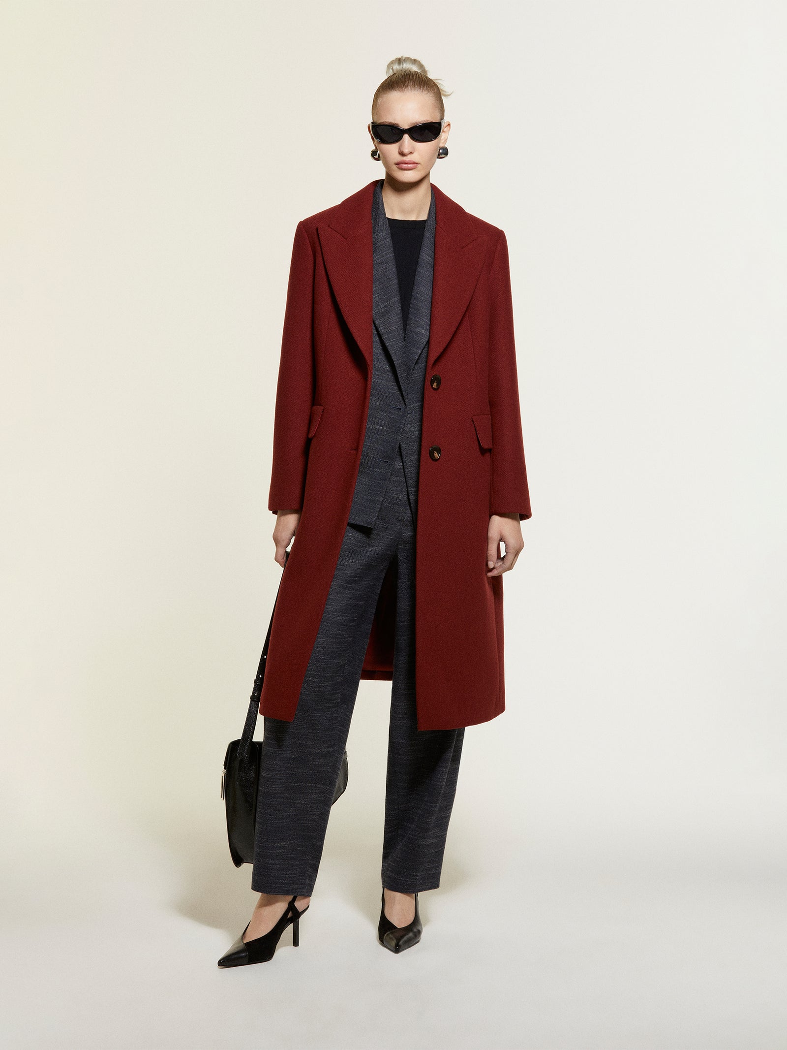 Cappotto monopetto mattone da donna rosso 3 | Sisley Outlet