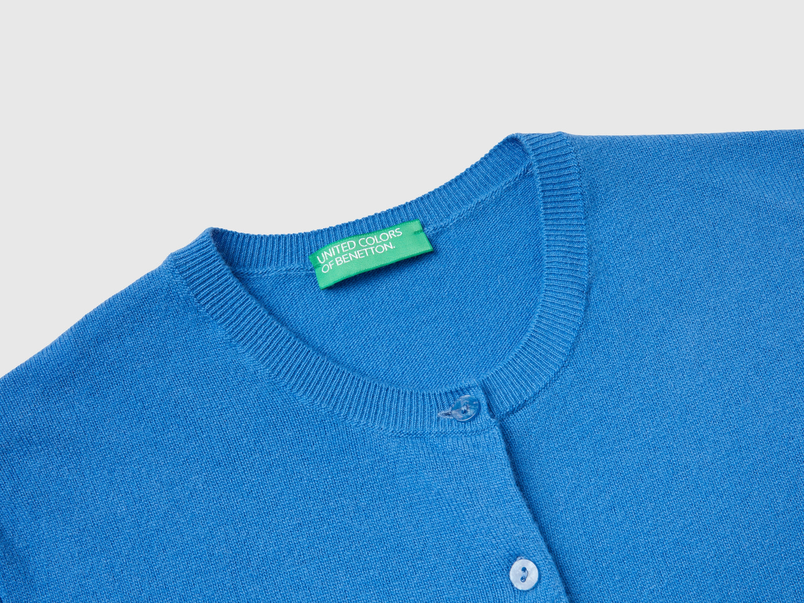 Cardigan girocollo in pura lana Merino da donna blu 6 | Benetton Outlet