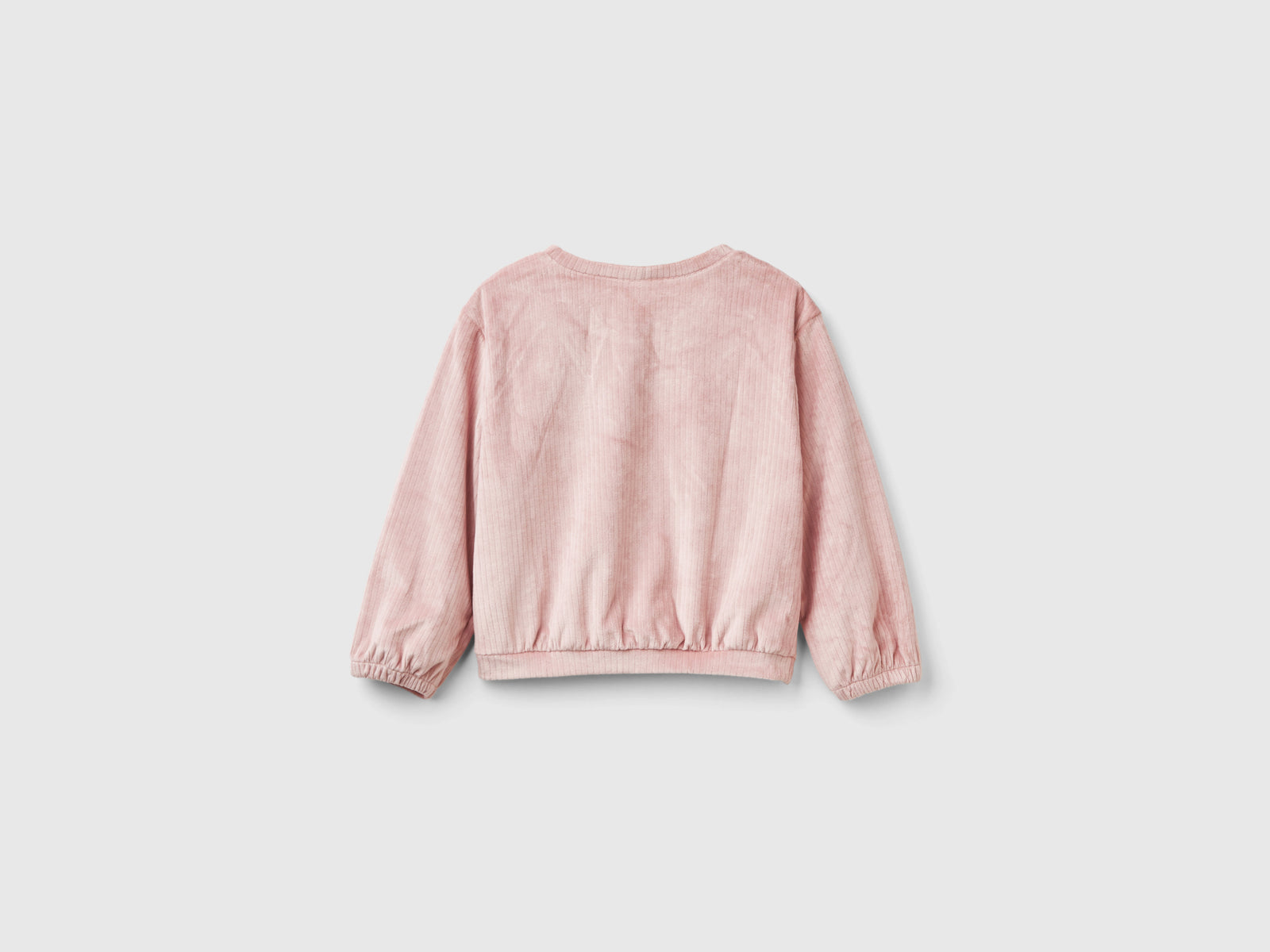 Felpa con fiocchetti in ciniglia da bimba rosa tenue 2 | Benetton Outlet