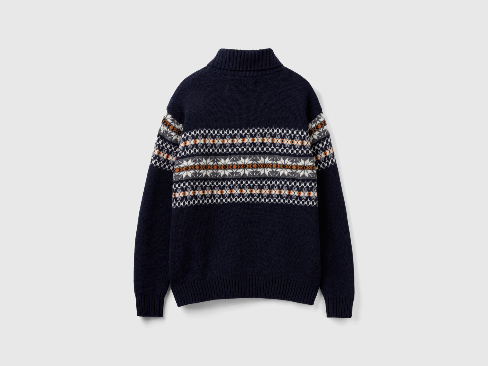 Dolcevita jacquard in misto lana da uomo blu scuro 2 | Benetton Outlet