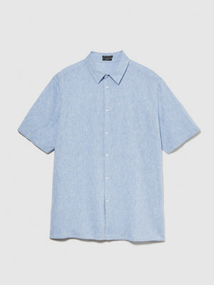 Camicia a maniche corte in misto lino
