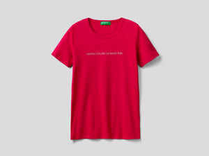 T-shirt 100% cotone con stampa logo glitter