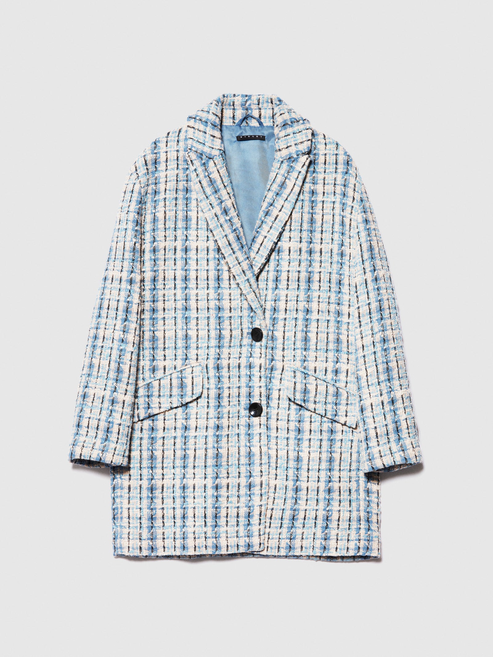Giacca bouclè tinto filo da donna azzurro | Sisley Outlet