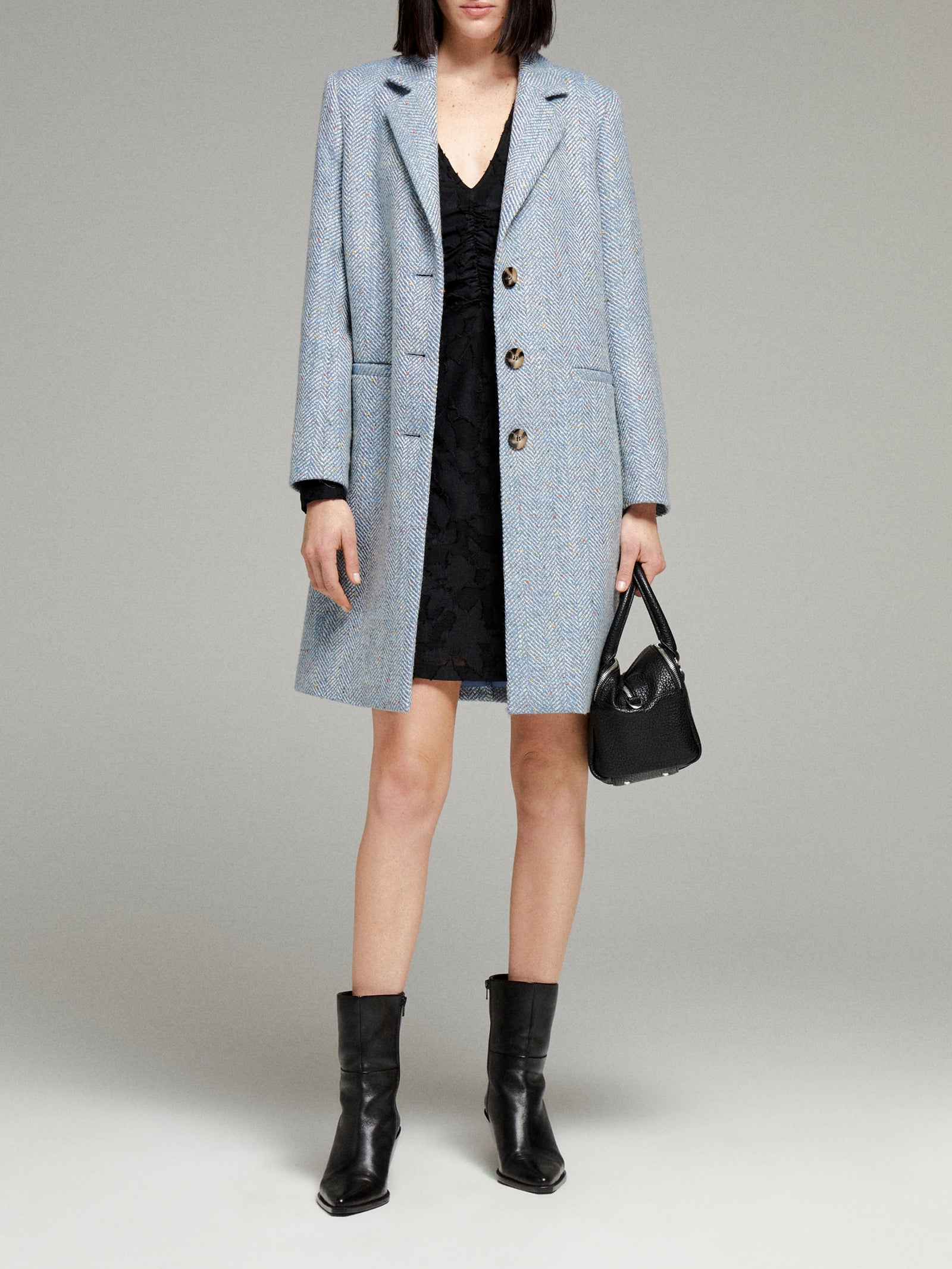 Cappotto fantasia chevron da donna azzurro | Sisley Outlet