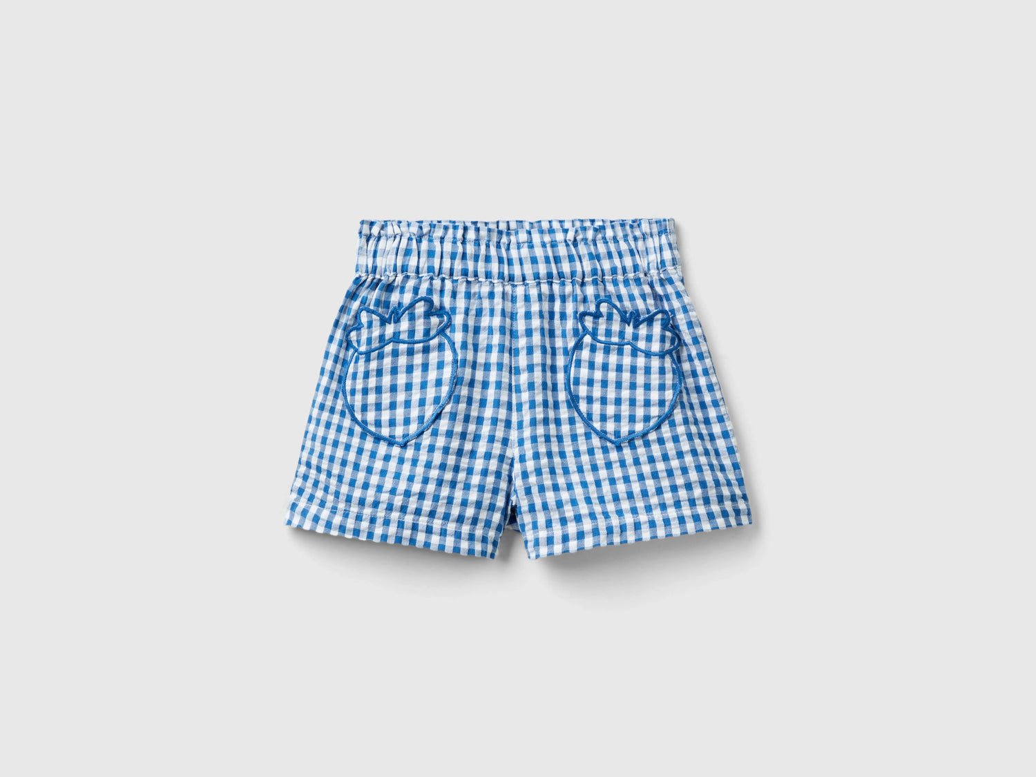 Bermuda vichy con tasche frutta da bimba blu | Benetton Outlet