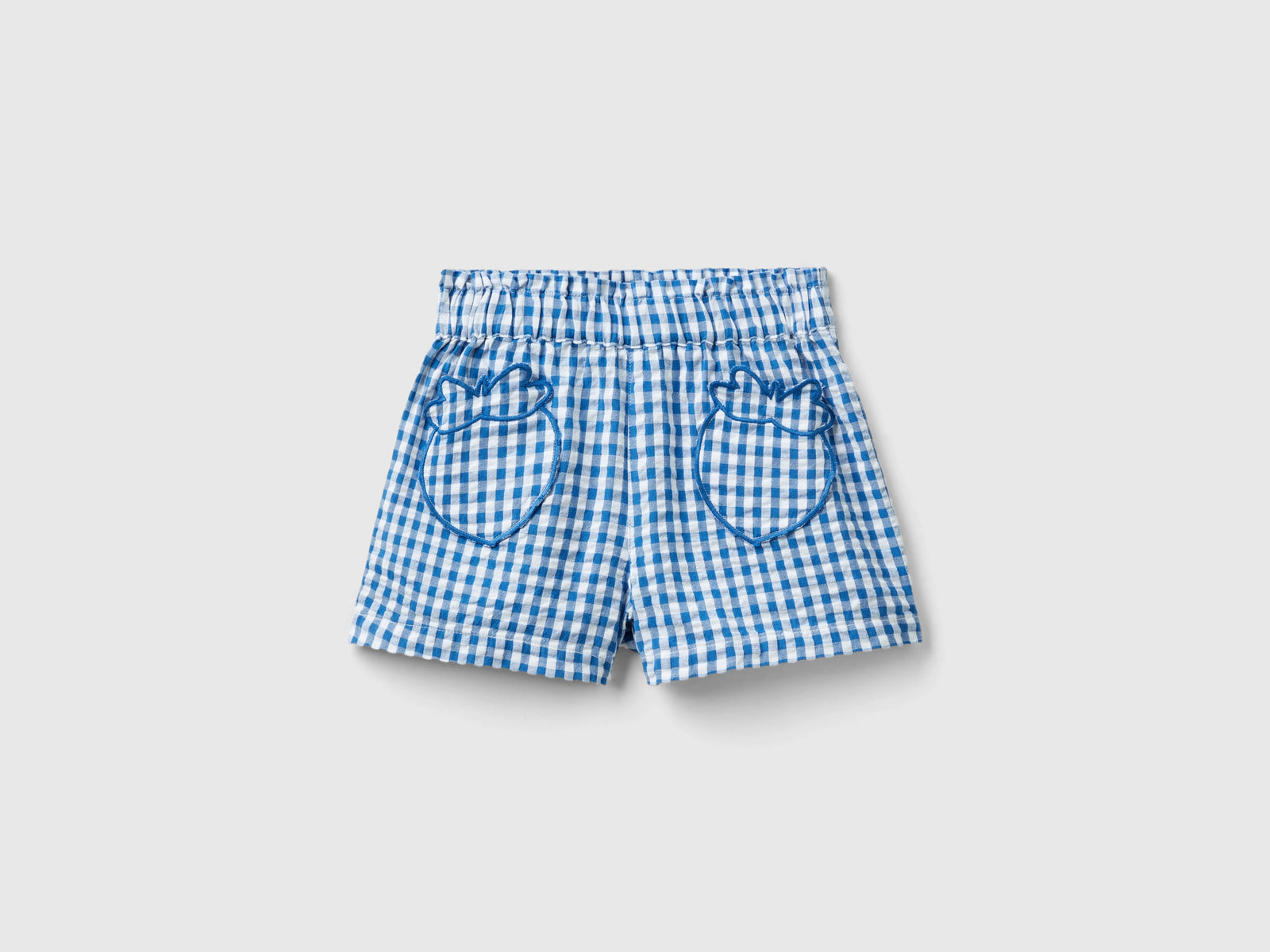 Bermuda vichy con tasche frutta da bimba blu | Benetton Outlet