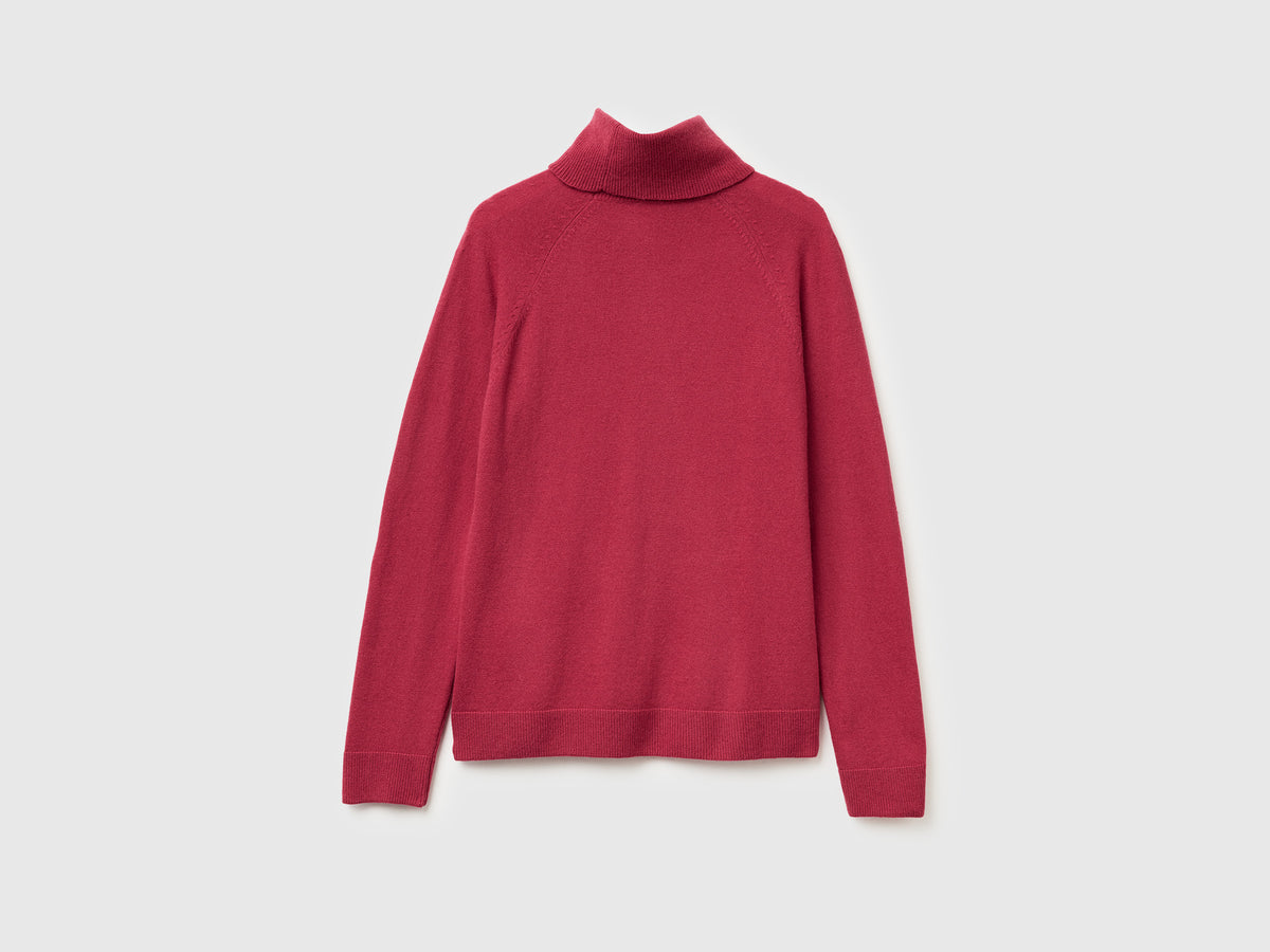 Maglione dolcevita rosso in misto lana e cashmere