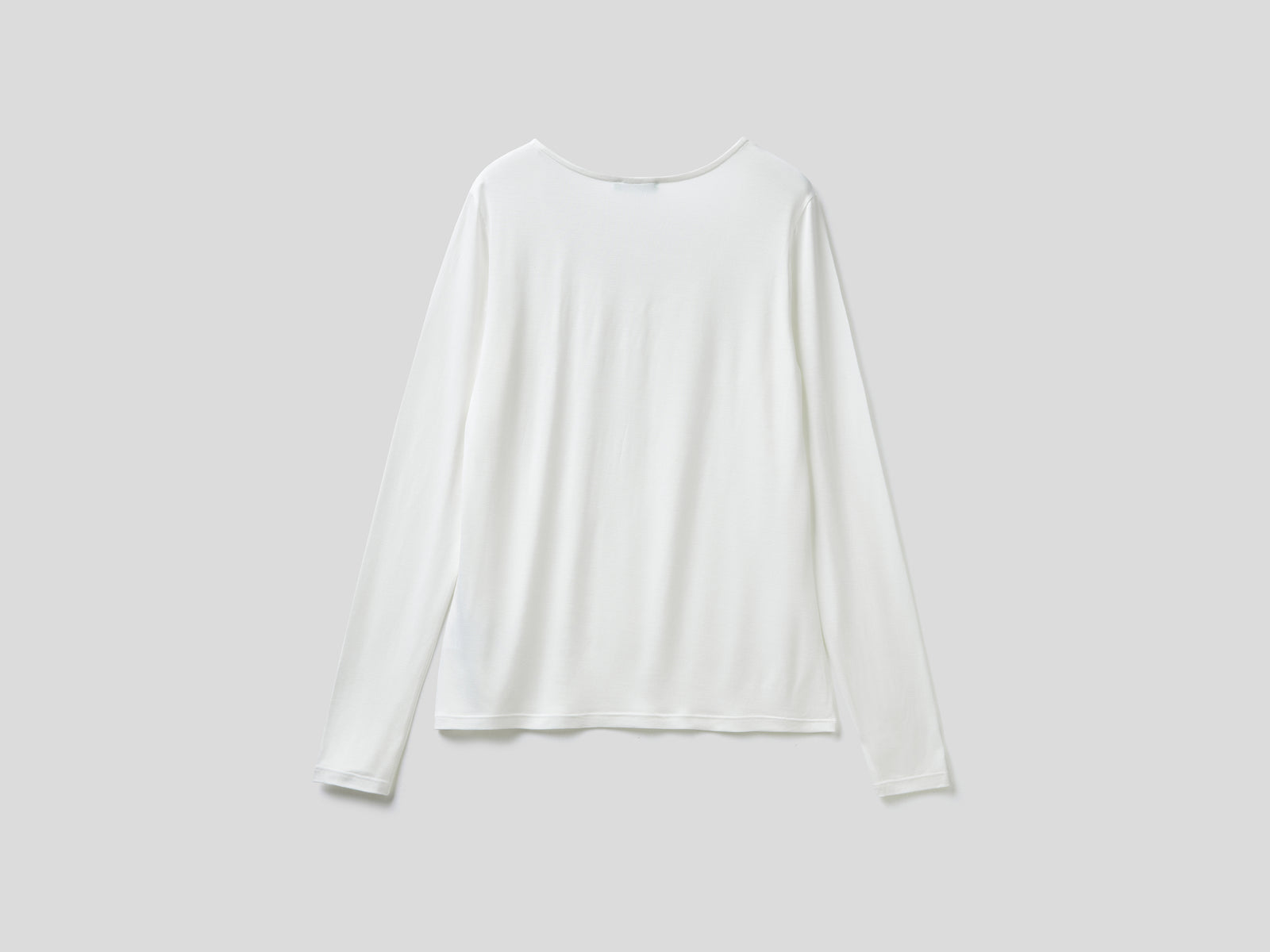 Maglietta in viscosa stretch da donna bianco panna 2 | Benetton Outlet