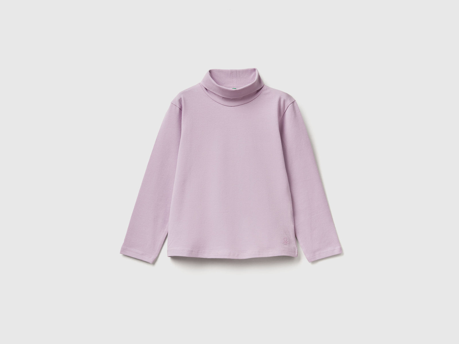 T-shirt lupetto in cotone stretch da bimba lavanda | Benetton Outlet