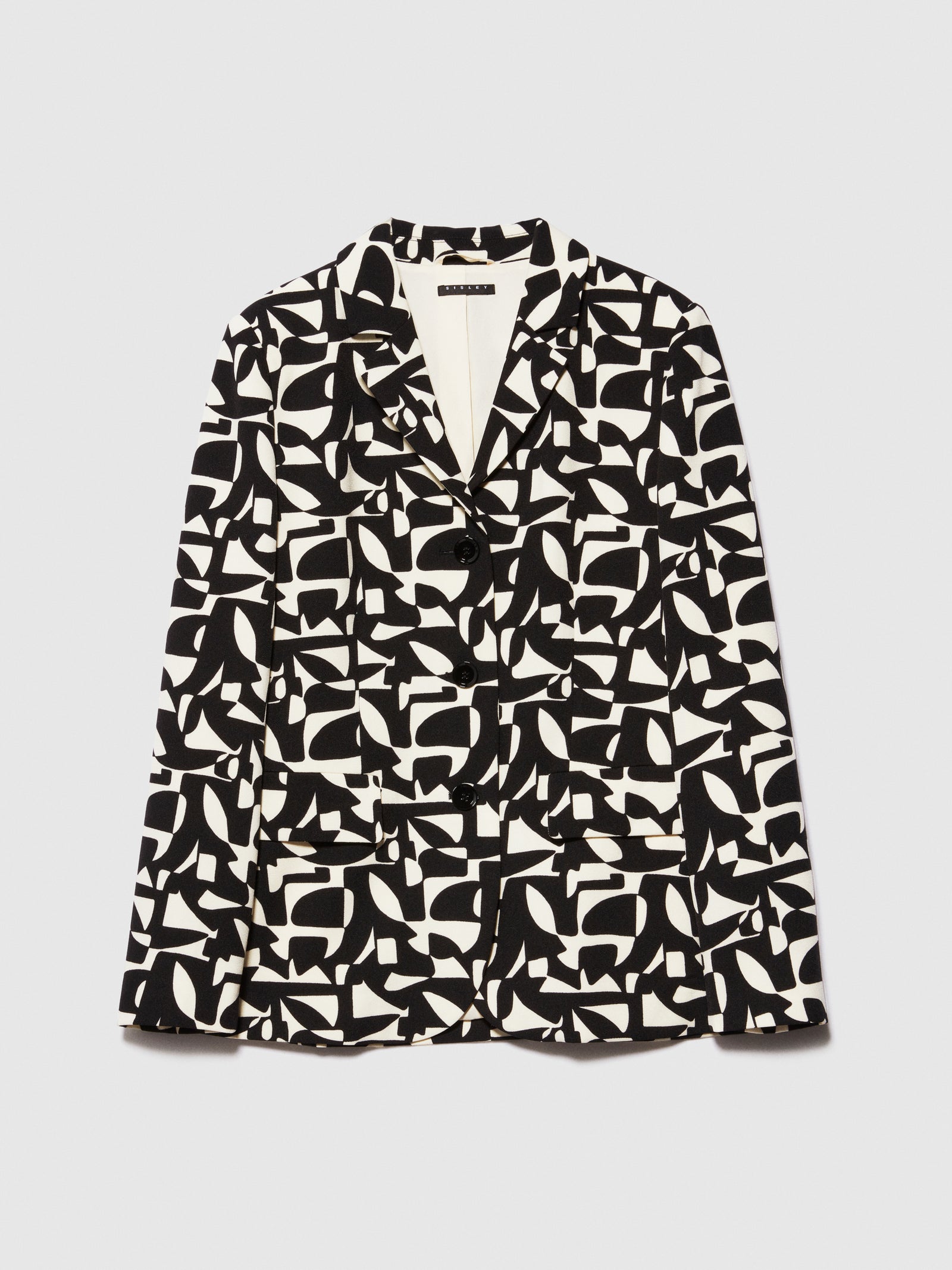 Blazer slim fit stampato da donna nero | Sisley Outlet