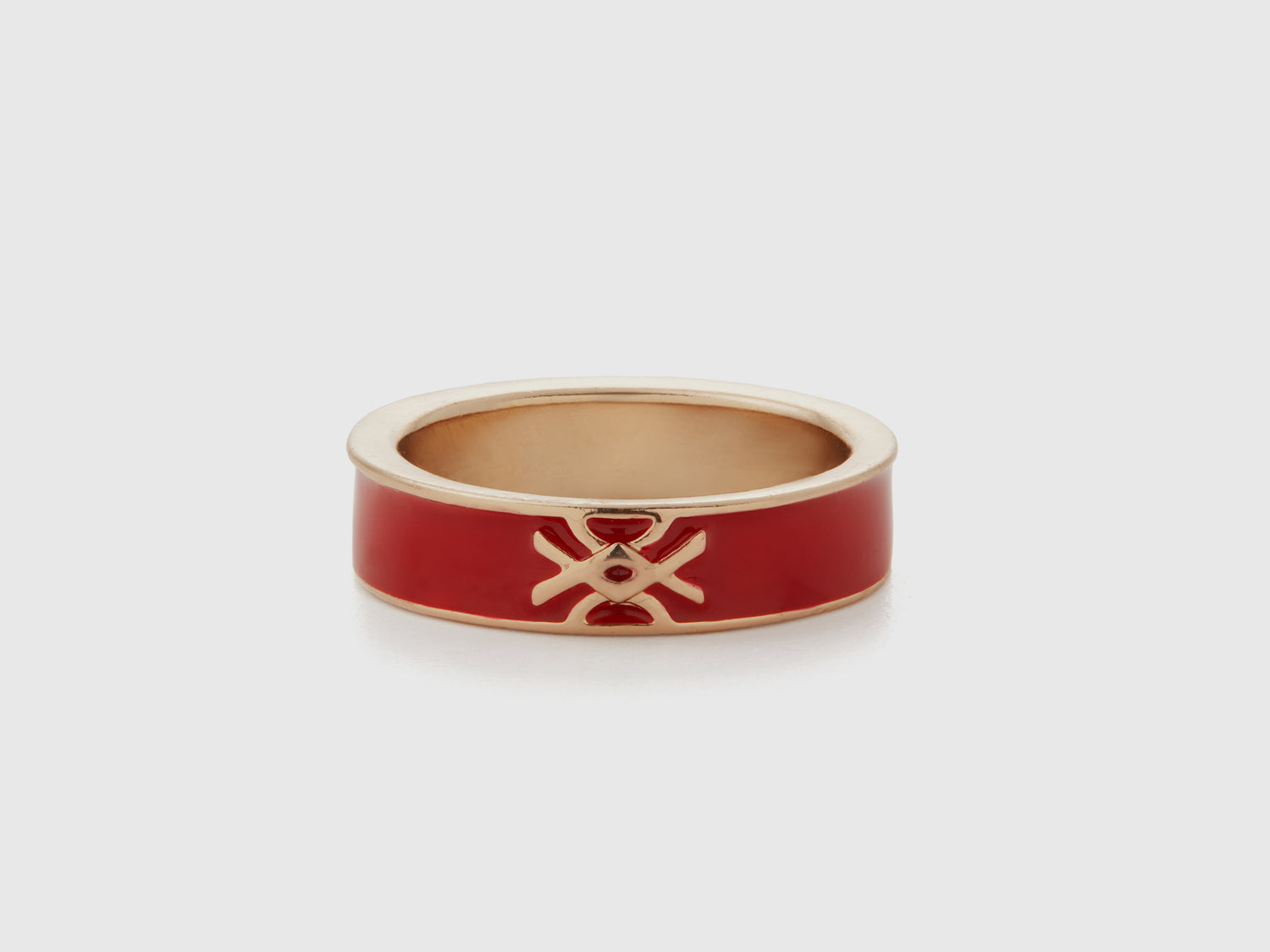 Anello a fascia rosso con logo da donna corallo | Benetton Outlet