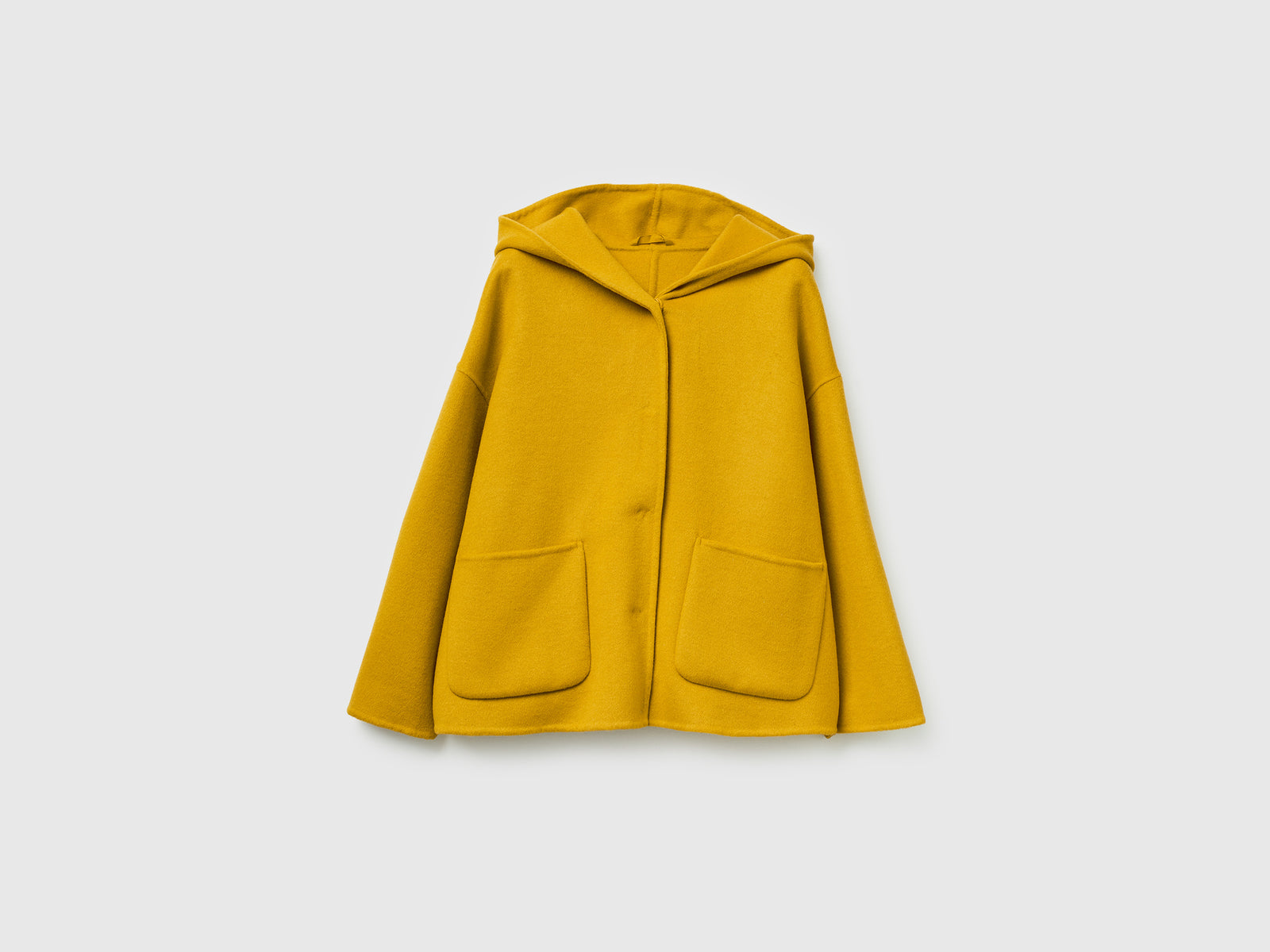 Giacca con cappuccio in misto lana da donna senape | Benetton Outlet