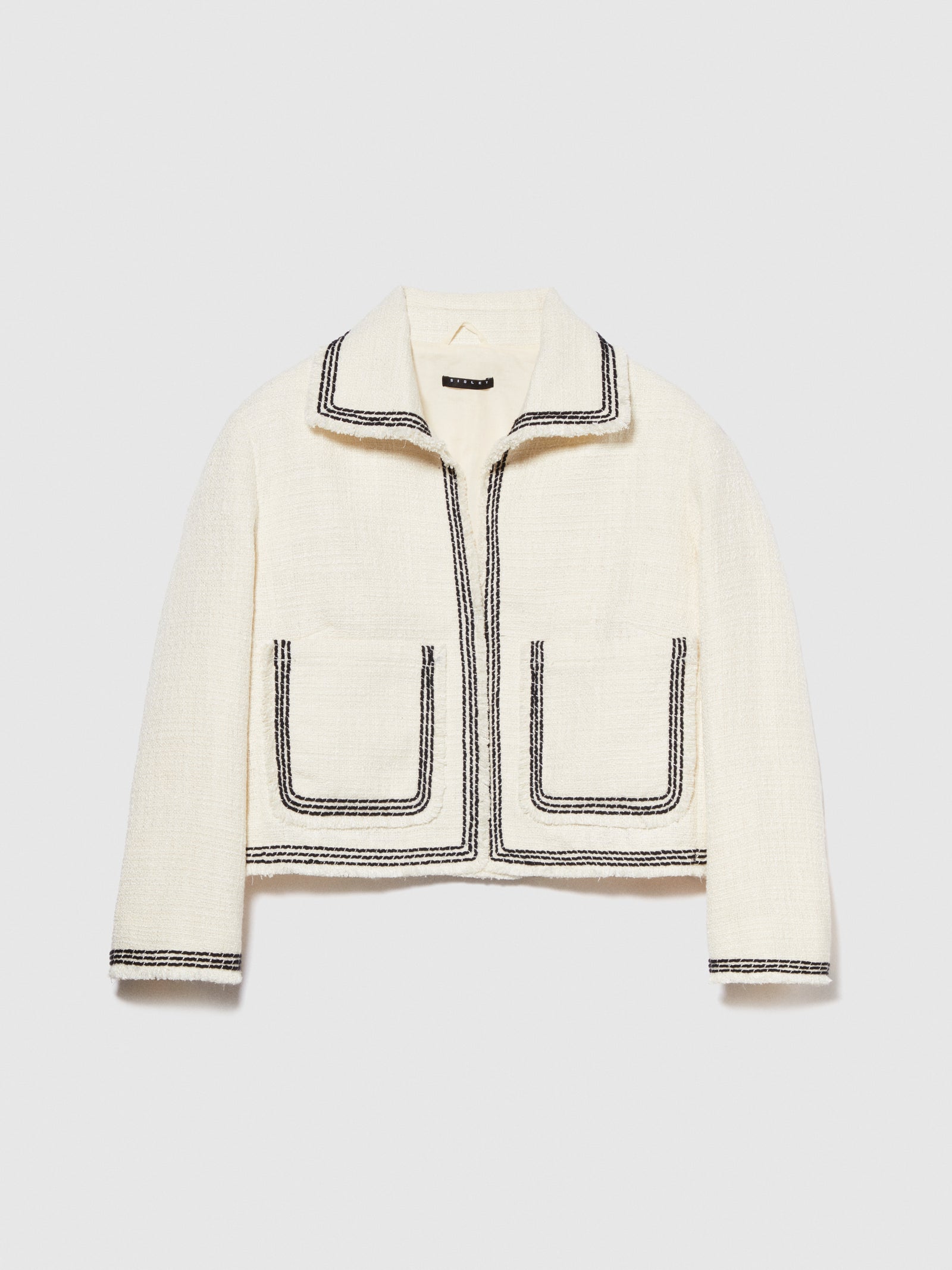 Giacca bouclè sfrangiata da donna bianco panna | Sisley Outlet