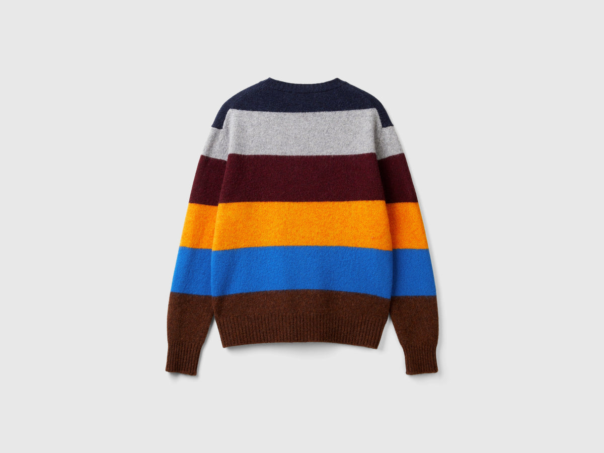 Maglia a righe in pura lana Shetland