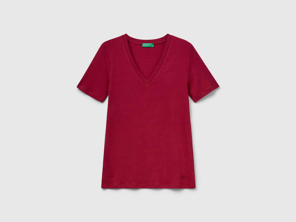 T-shirt in puro cotone con scollo a V