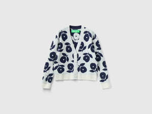 Cardigan con intarsi floreali