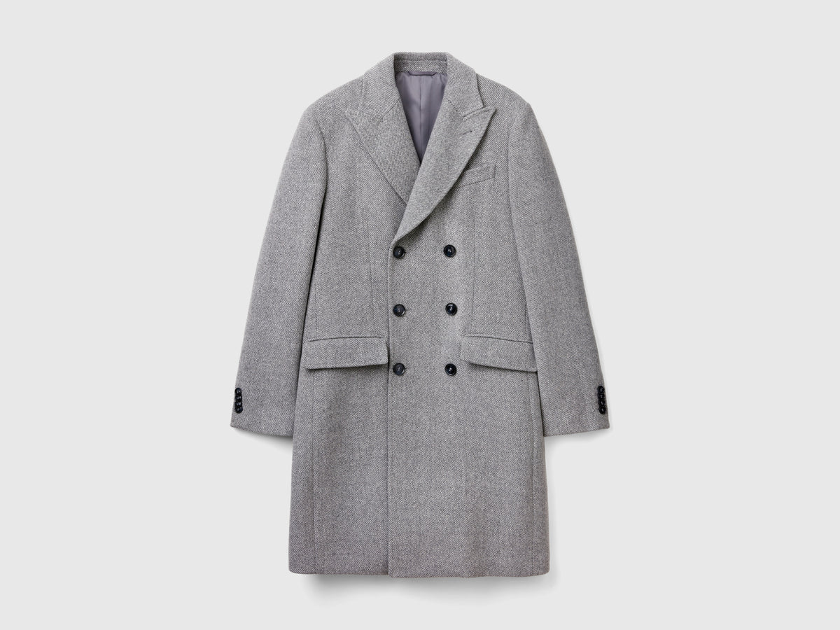 Abrigo cruzado de mezcla de lana