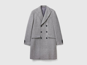 Abrigo cruzado de mezcla de lana