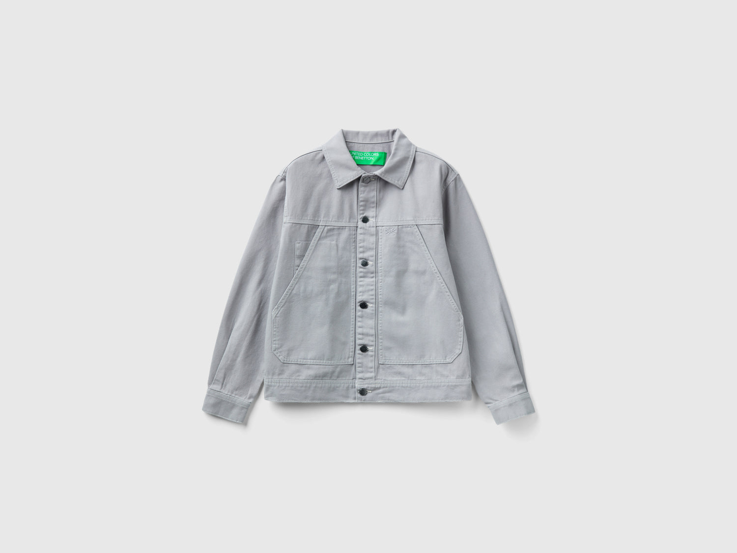 Giacca in tela di cotone da donna grigio chiaro | Benetton Outlet
