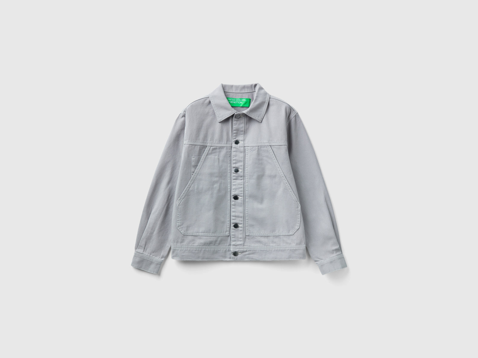 Giacca in tela di cotone da donna grigio chiaro | Benetton Outlet