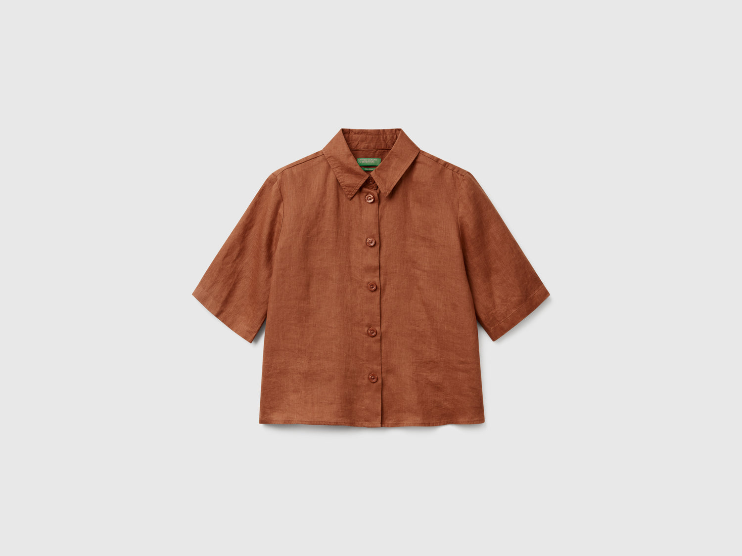 Camicia corta in puro lino da donna bruciato | Benetton Outlet