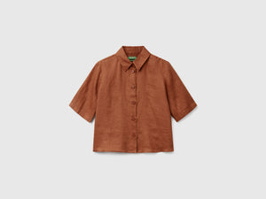 Camicia corta in puro lino