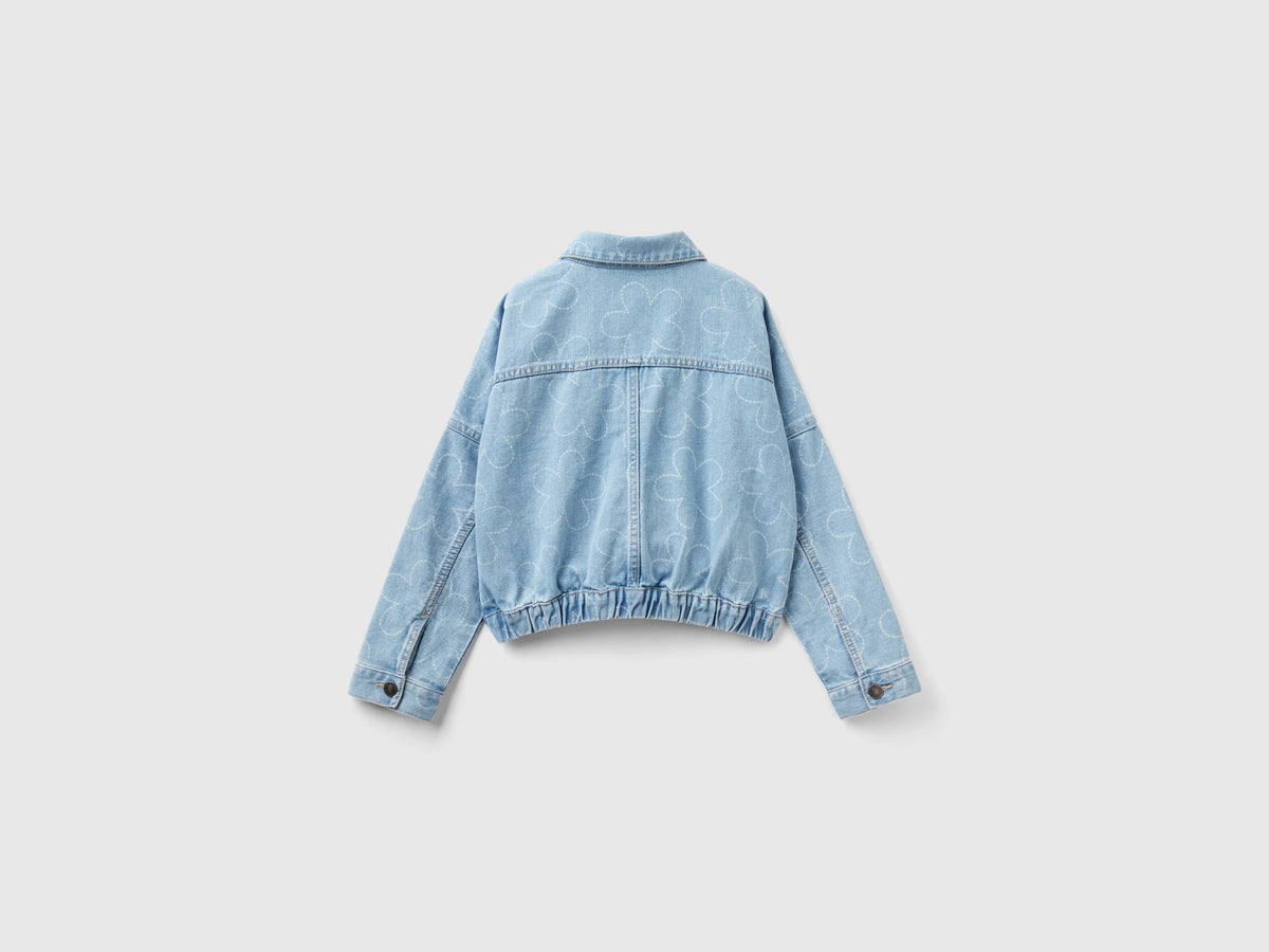 Giacca di jeans con stampa fiori