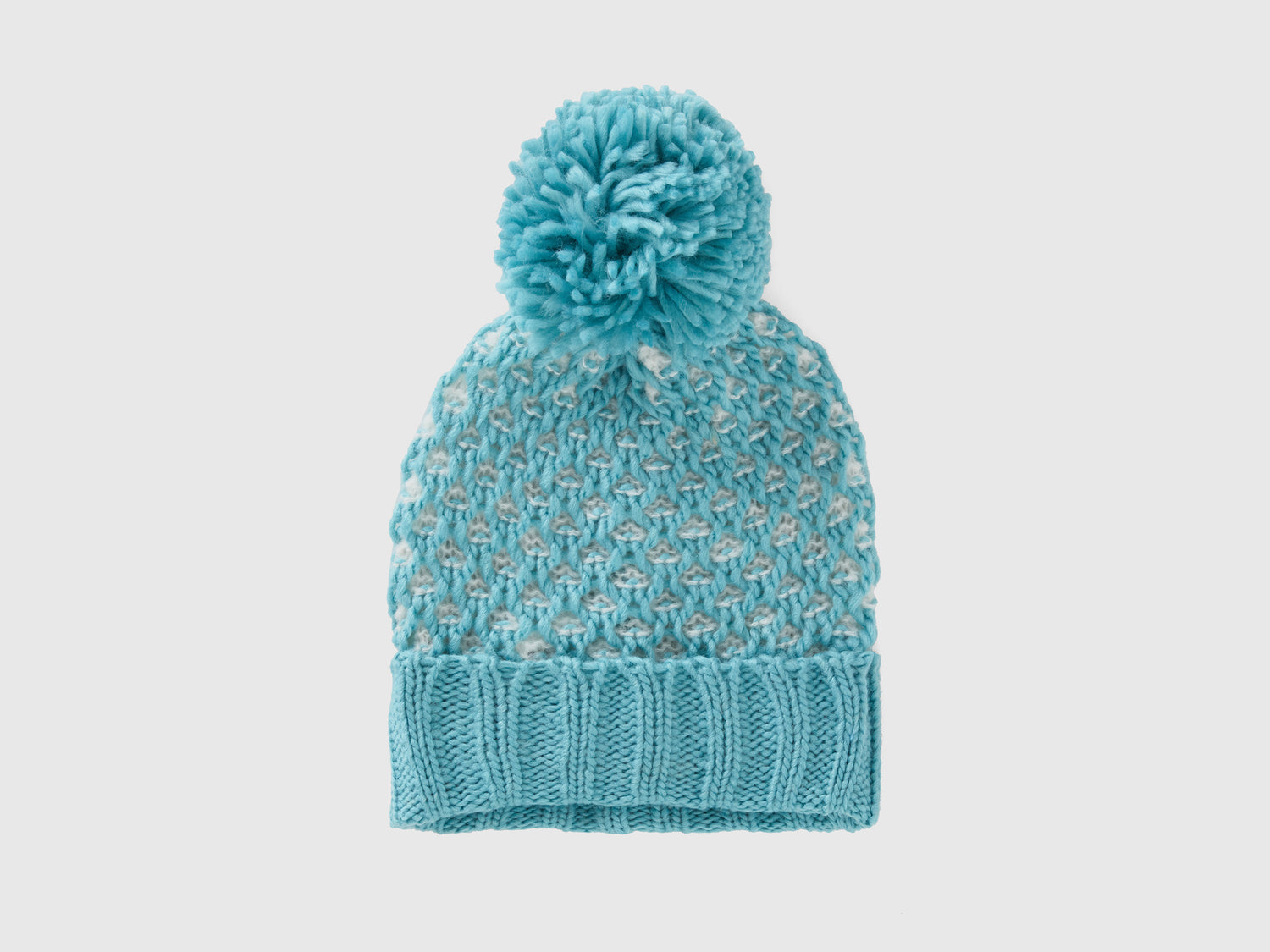 Cappello con pom pom da bambina azzurro | Benetton Outlet
