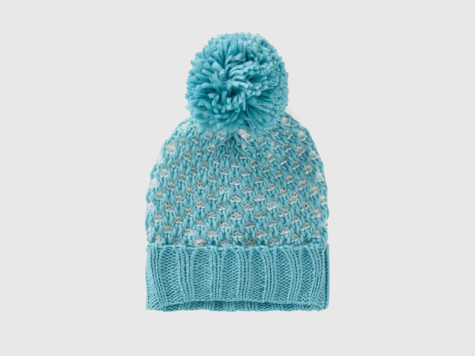 Cappello con pom pom da bambina azzurro | Benetton Outlet