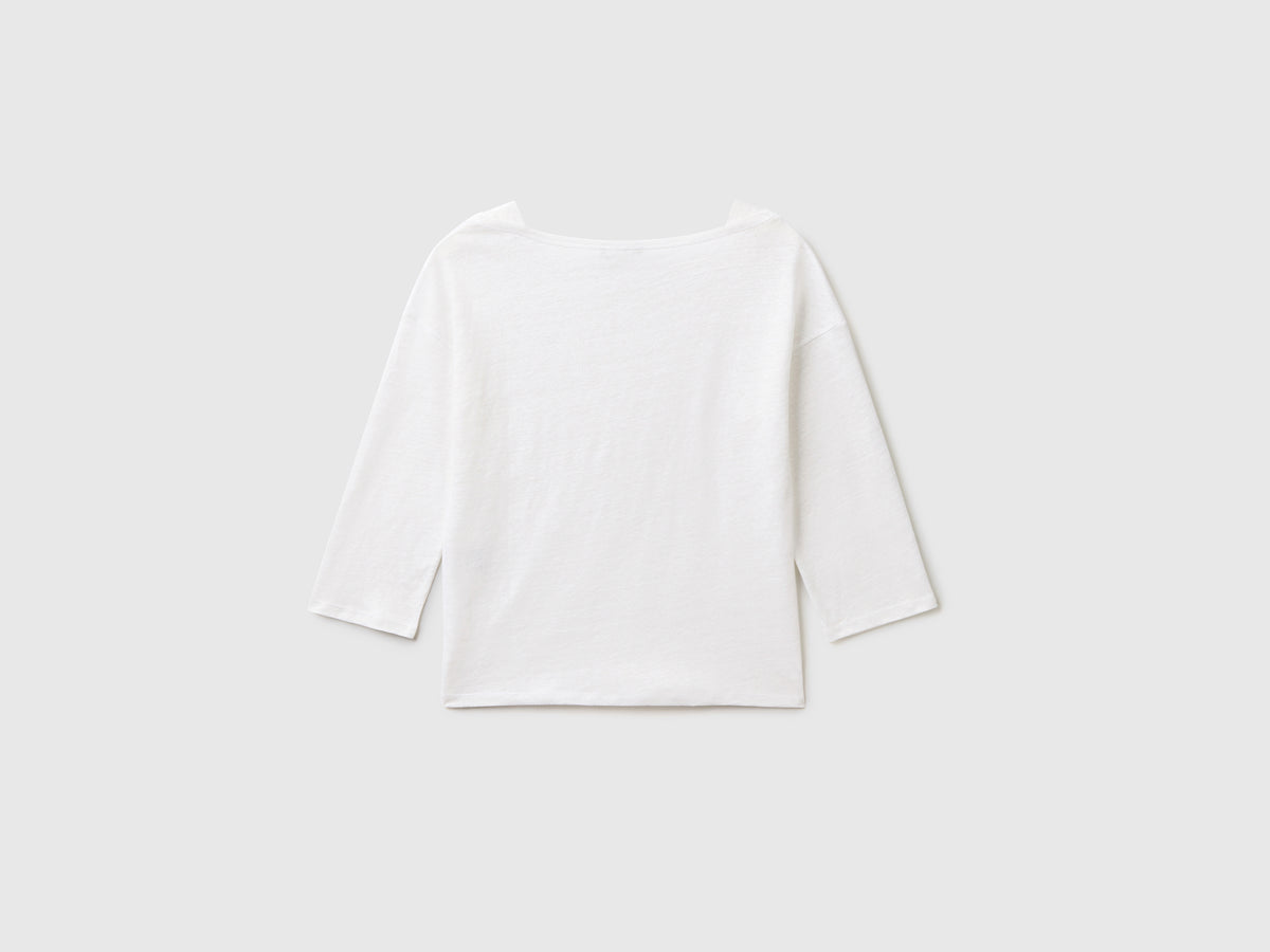 T-shirt in 100% lino con manica 3/4