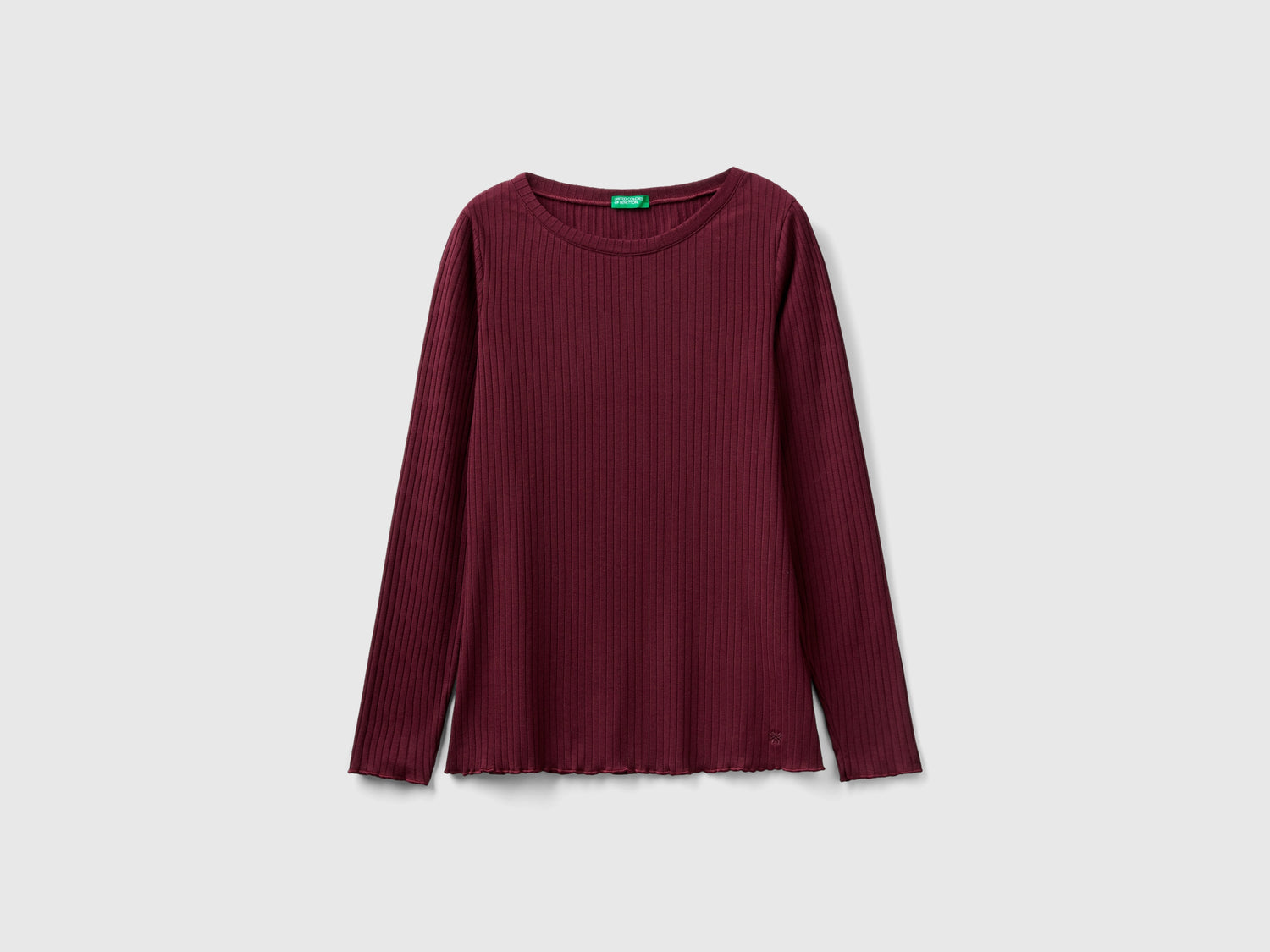 Maglietta calda a costine da donna bordeaux | Benetton Outlet