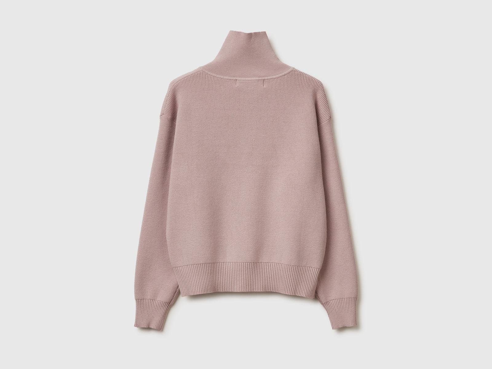 Maglione con mezza zip da donna rosa tenue 2 | Benetton Outlet