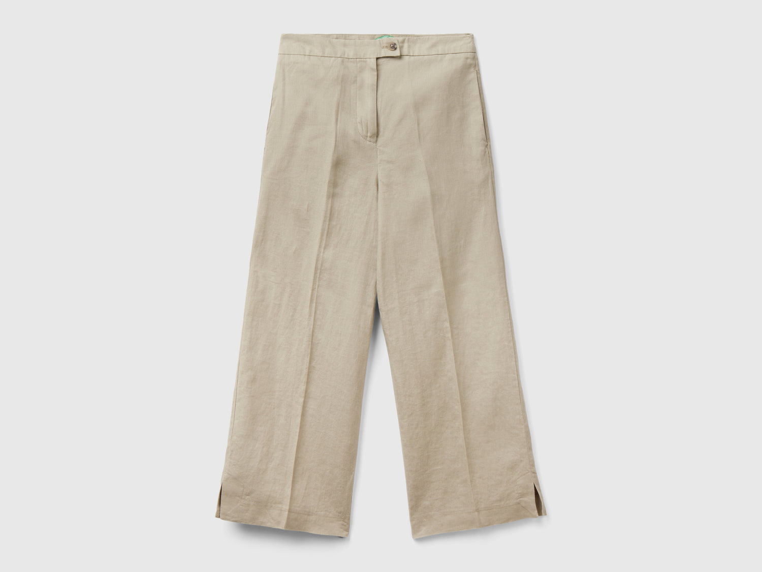 Pantaloni cropped in puro lino da donna beige | Benetton Outlet