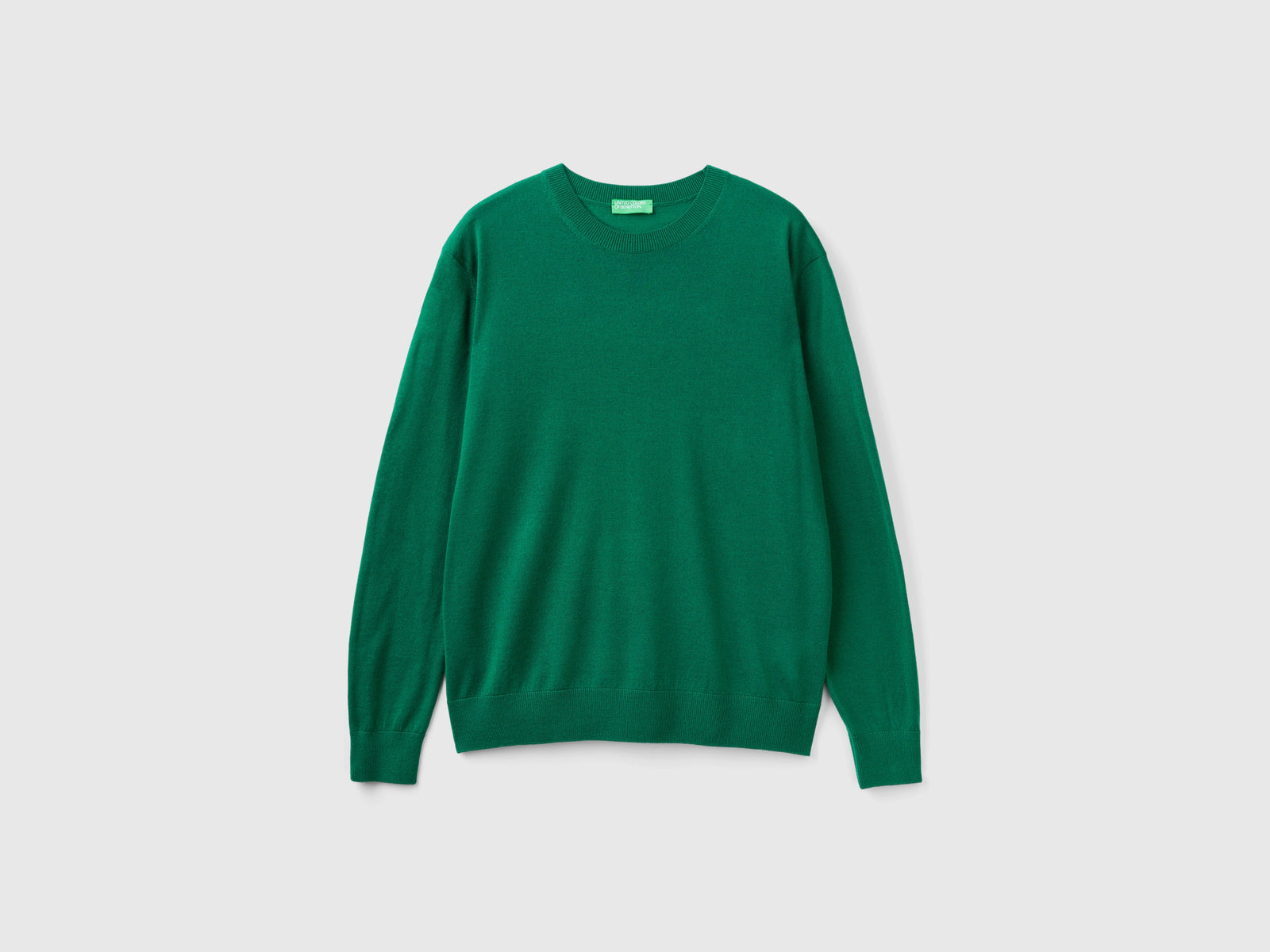 Maglia in pura lana Merino da uomo verde | Benetton Outlet