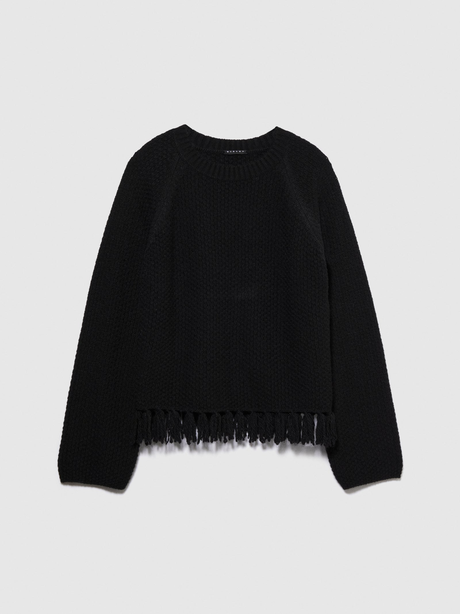 Maglia con frange da donna nero | Sisley Outlet
