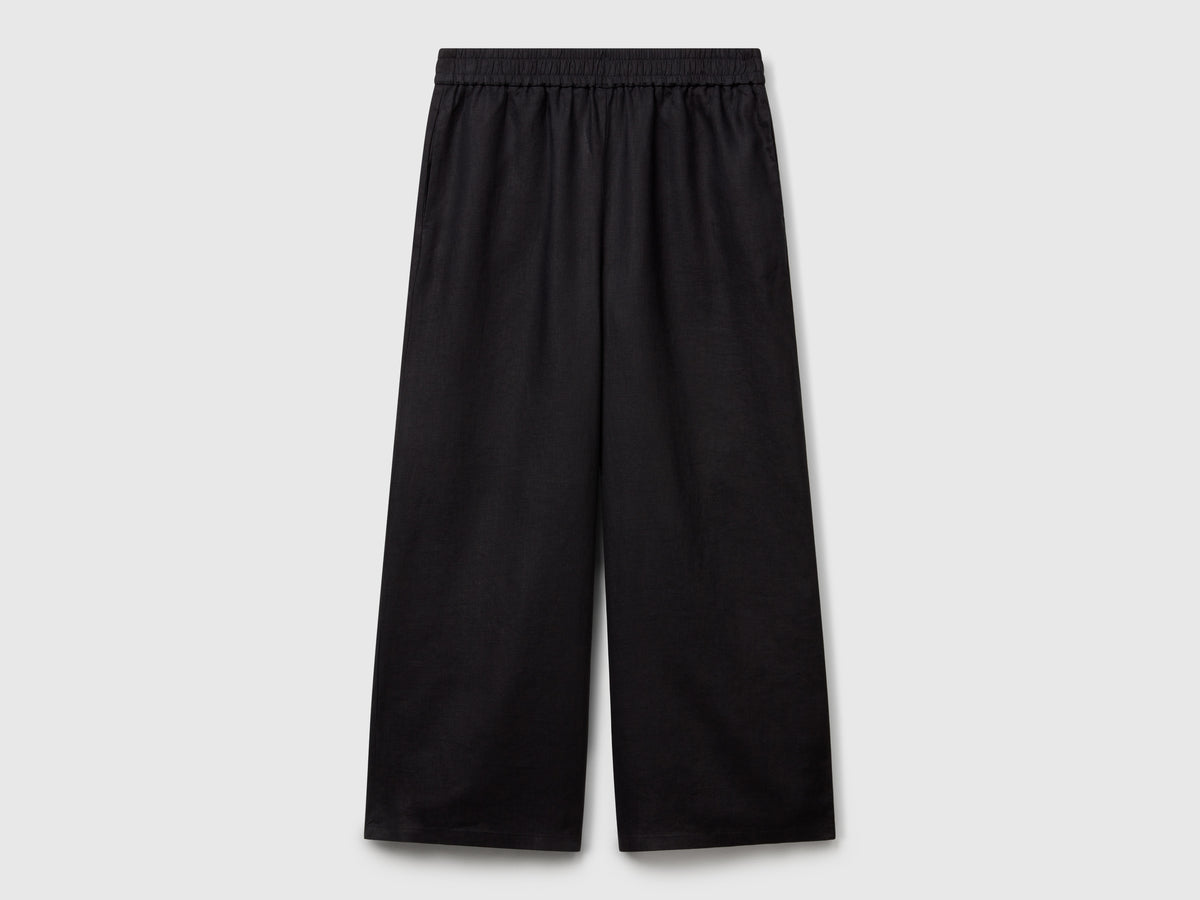Pantaloni ampi in puro lino