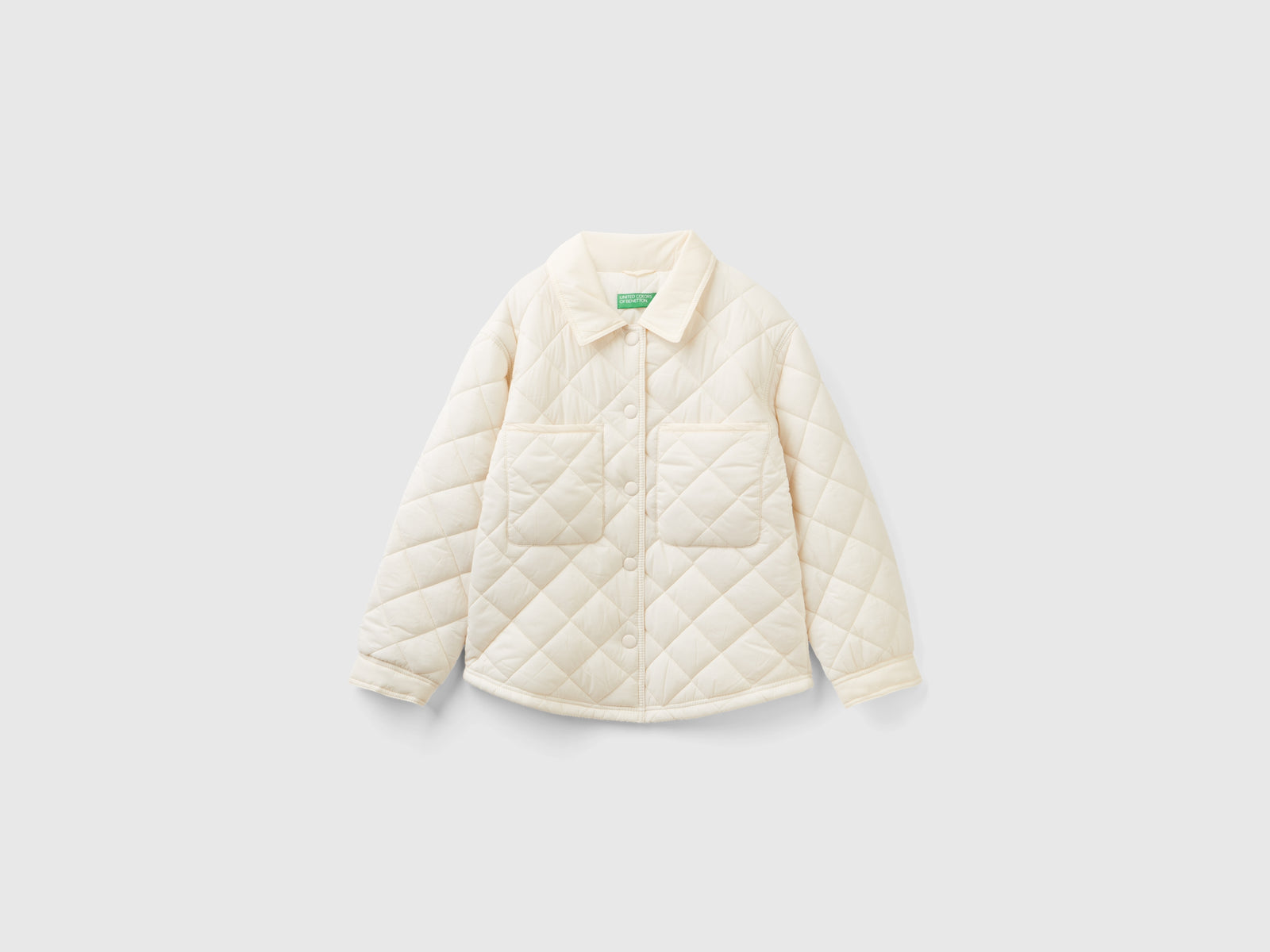 Giubbino leggero trapuntato da bambina bianco panna | Benetton Outlet