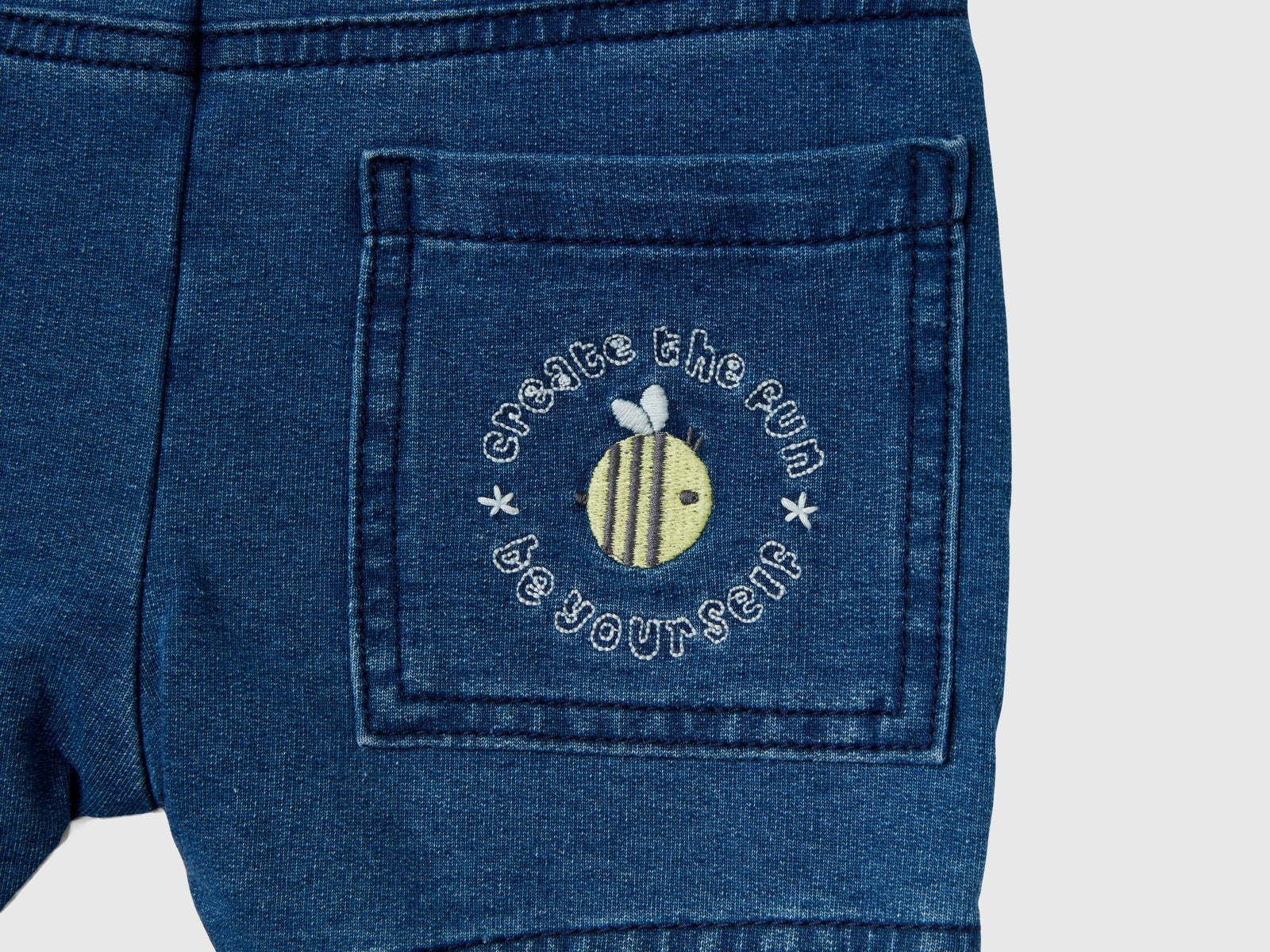 Salopette corta effetto denim da neonato blu 4 | Benetton Outlet