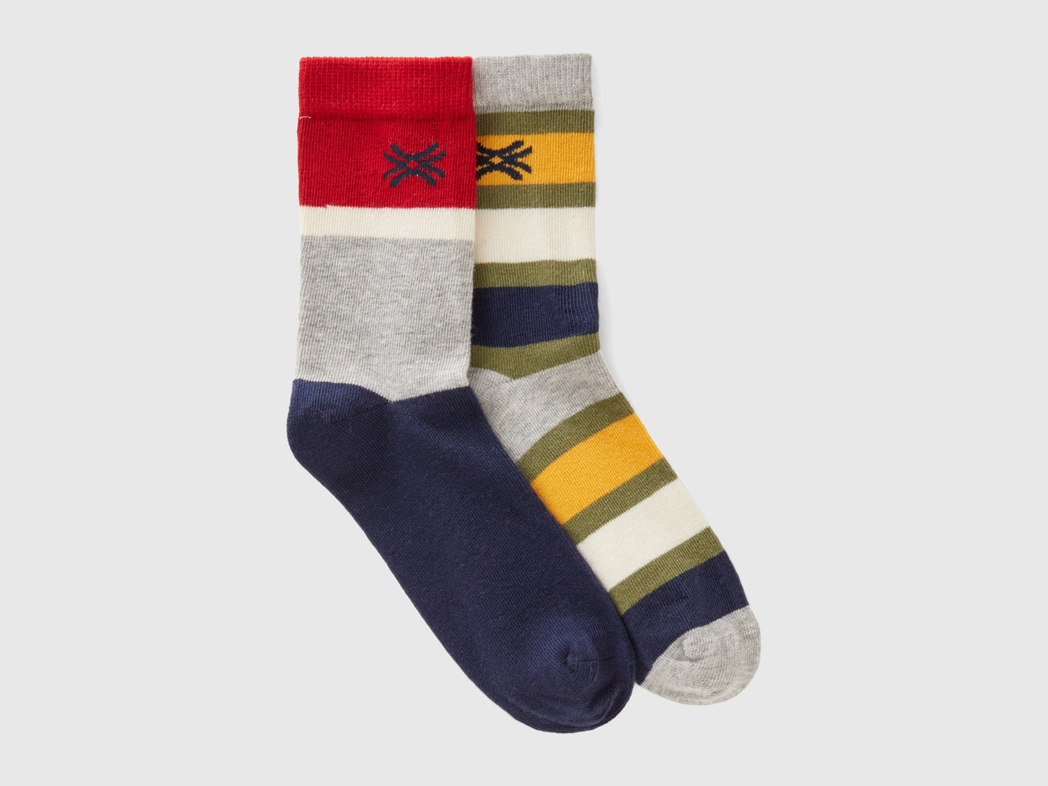 Due paia di calzini lunghi in misto cotone da bambino multi-color | Benetton Outlet